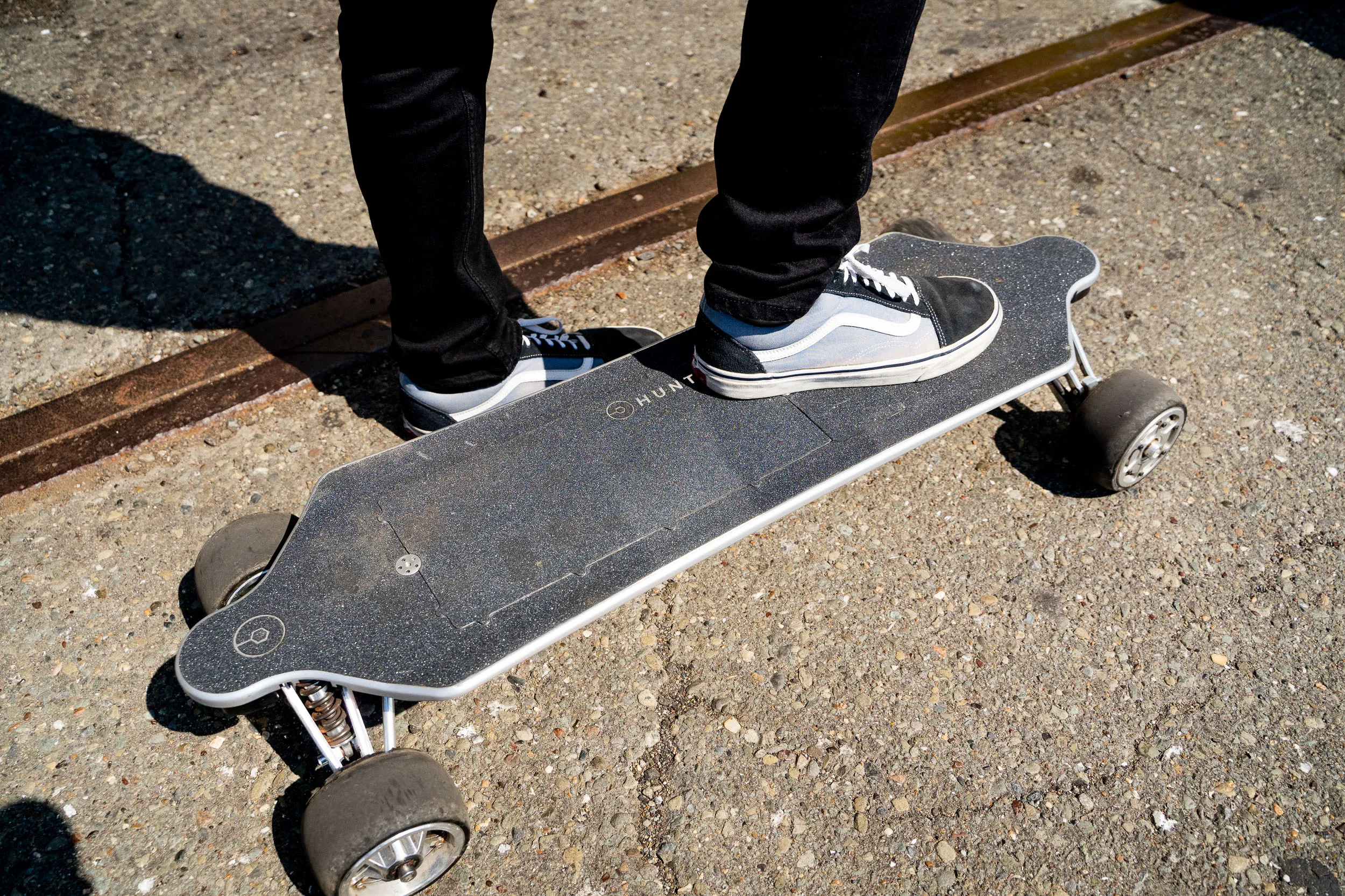 Hunter Boards electric skateboards on the Test Track at Micromobility America 2022 Test Trackb