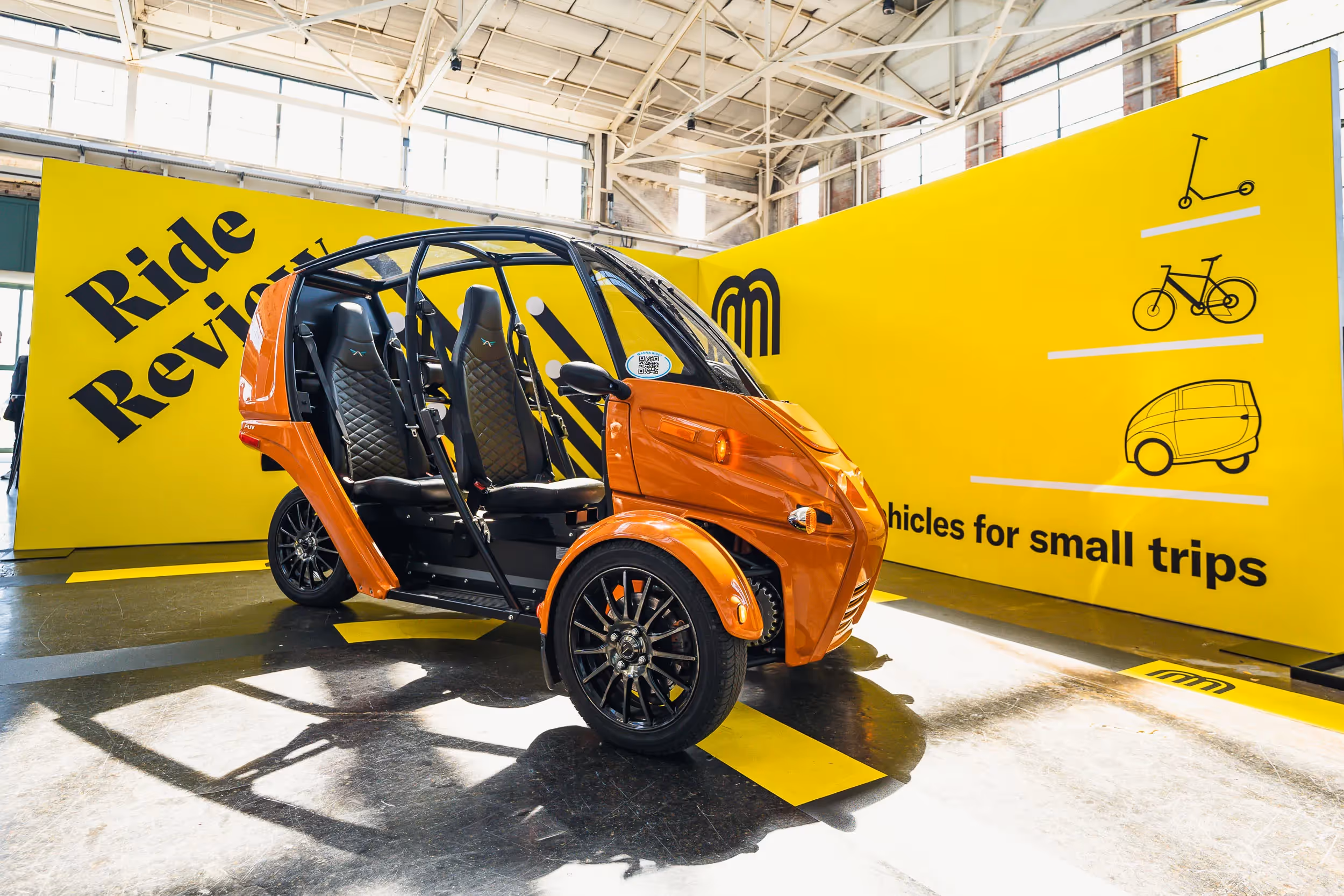 Arcimoto FUV on display in the Ride Review area at Micromobility America 2022