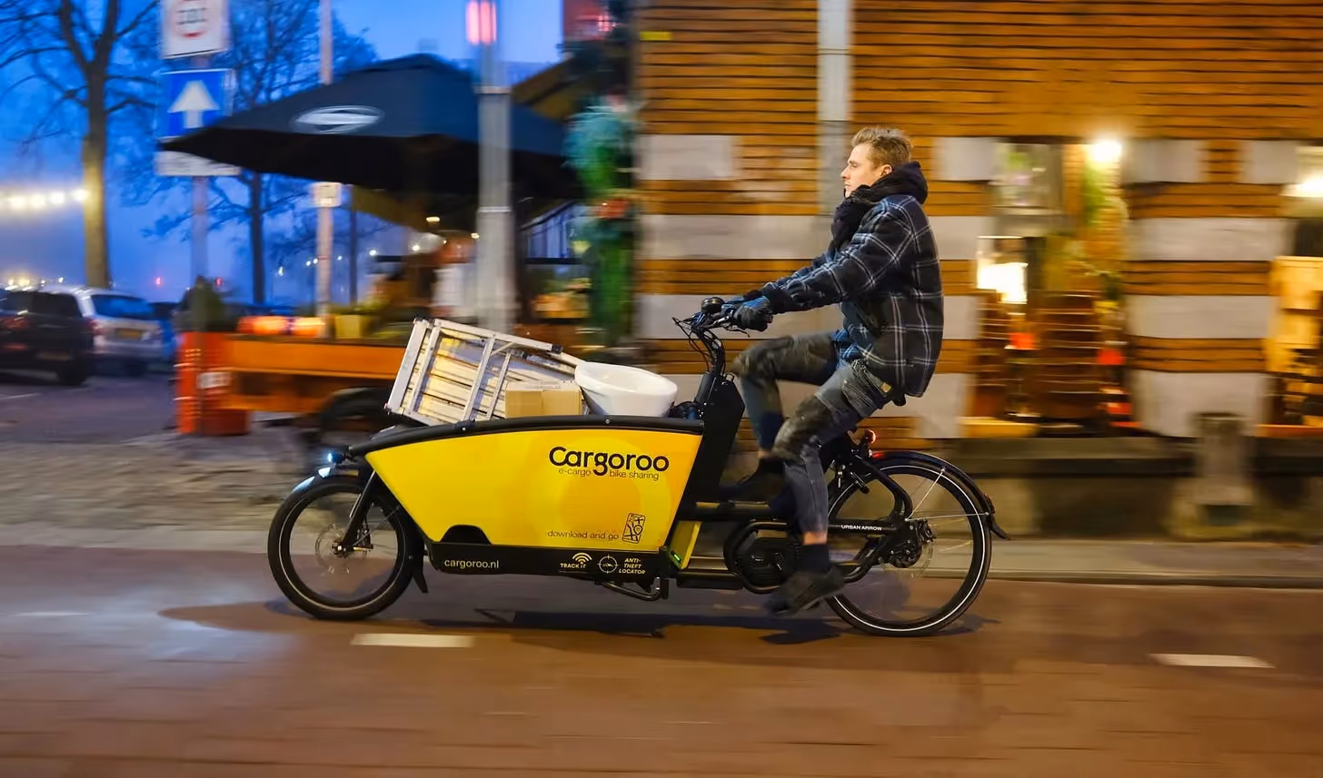 An electric shared cargo bike.