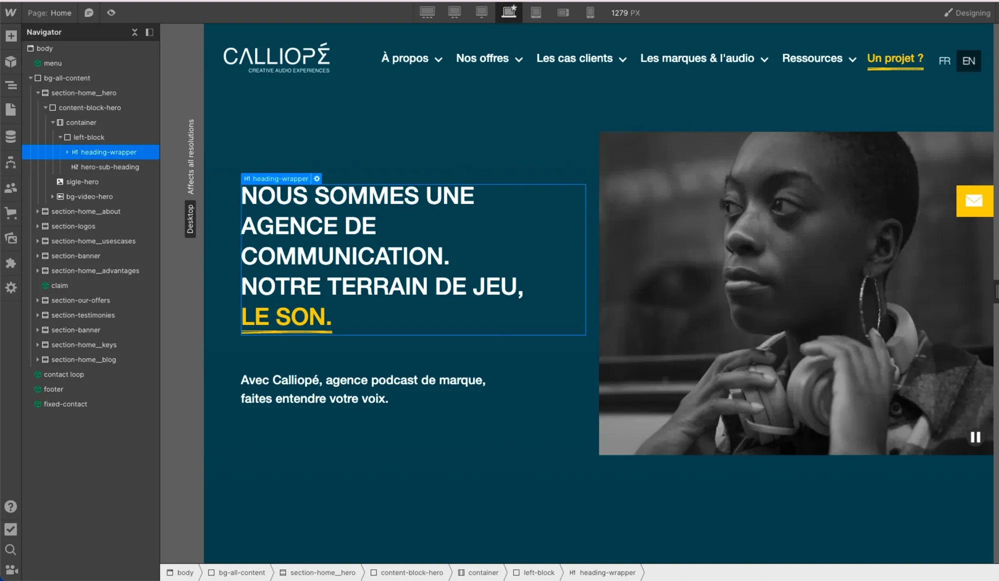 dashboard webflow cms no-code calliopé agency