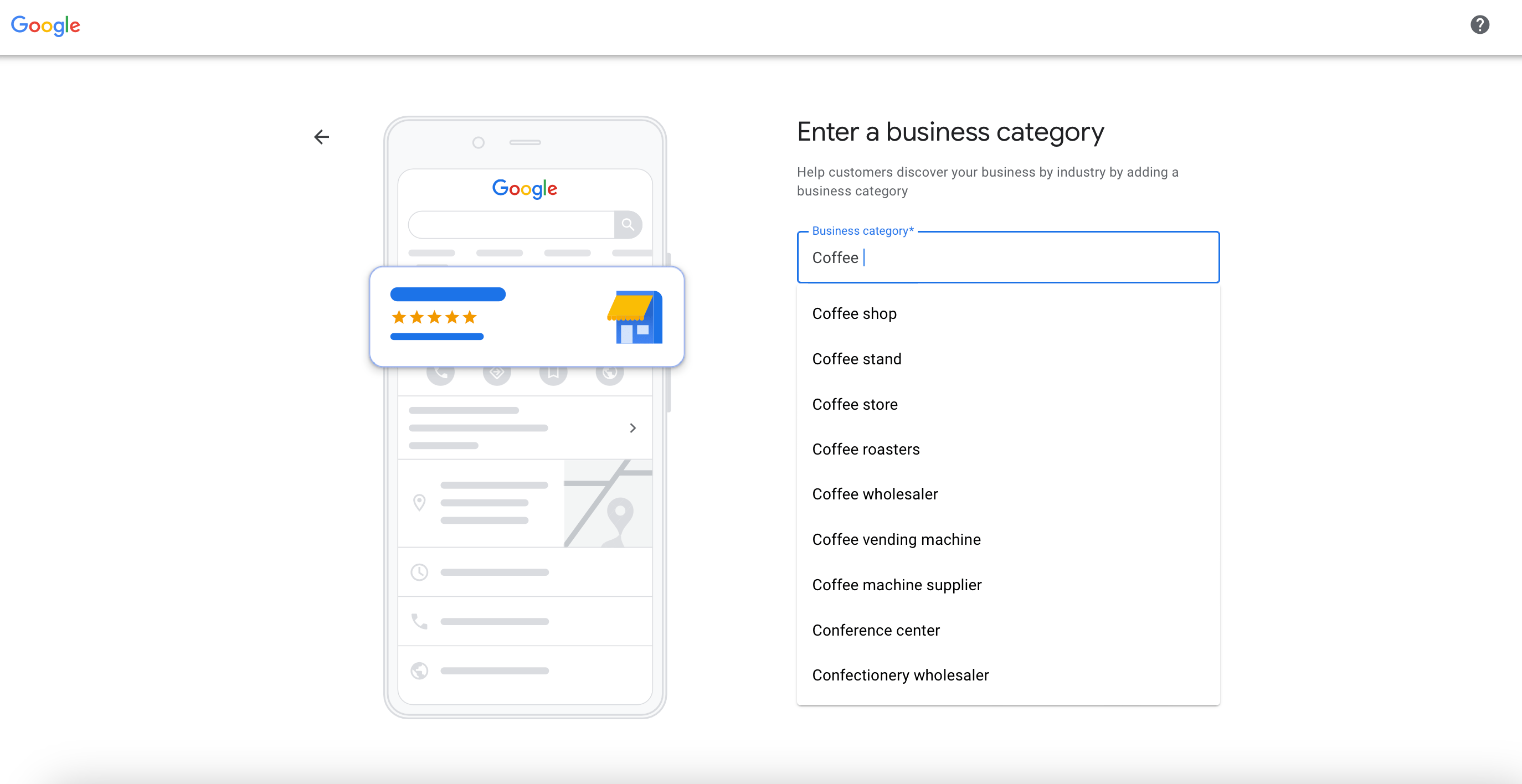 Screenshot der Informationsseite eines GMB-Eintrags für ein Café