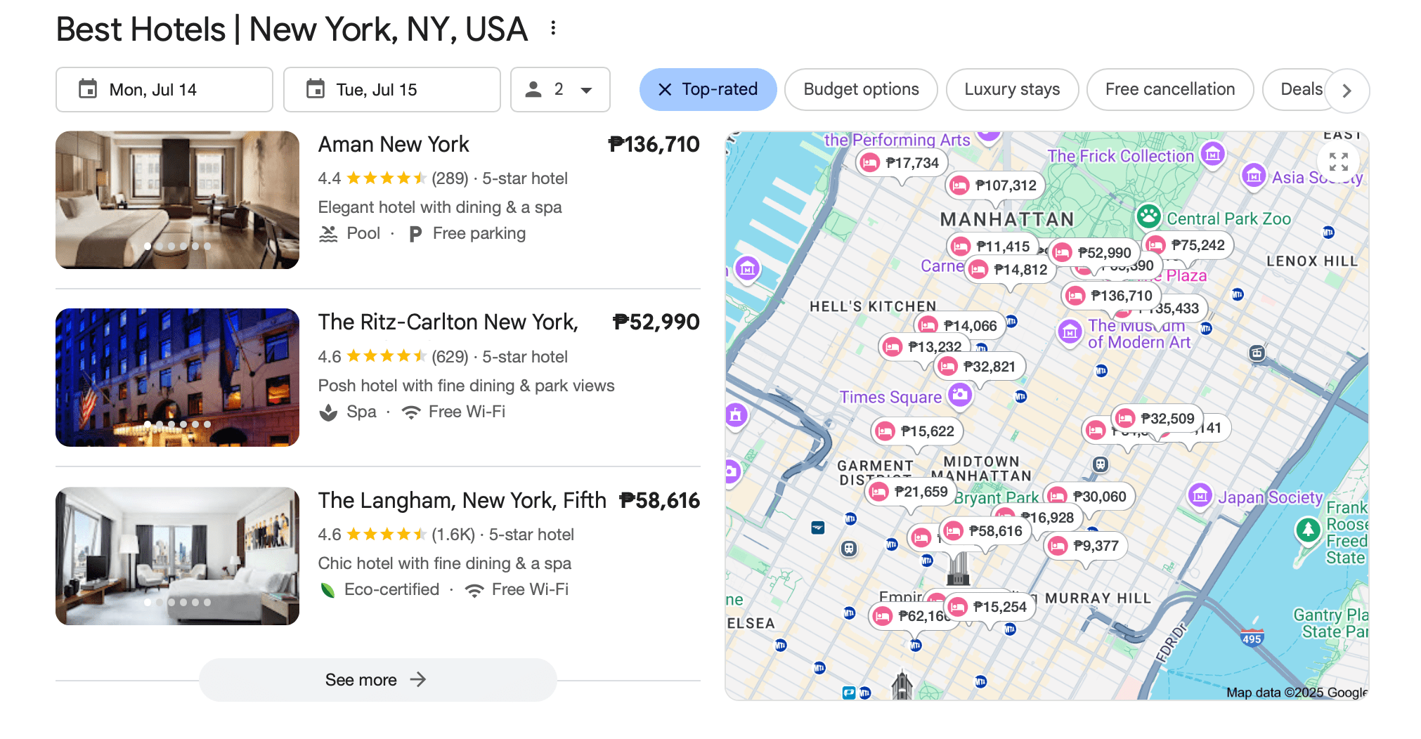Profils commerciaux Google optimisés New York Hôtels