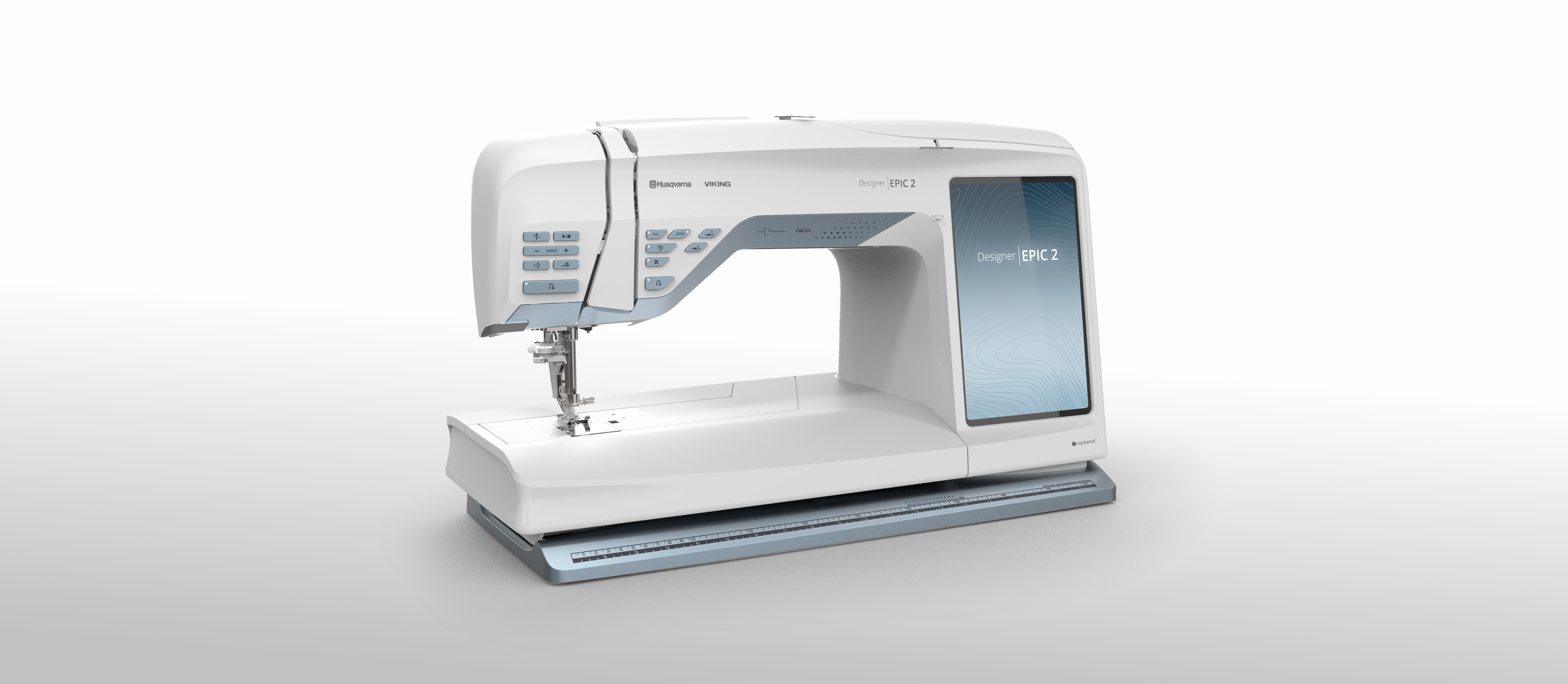 A light blue sewing machine from husqvarna viking 