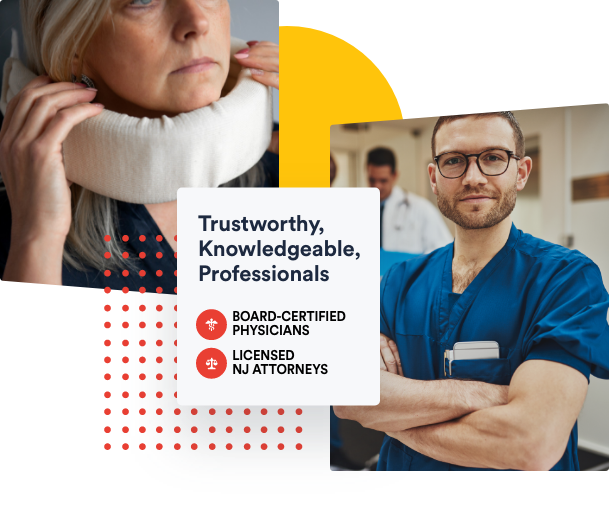 Hero image displaying the attributes of AgonyFree specialists, including being Trustworthy, Knowledgeable, and Professional.
They include Board Certified Physicians and Licensed Attorneys
