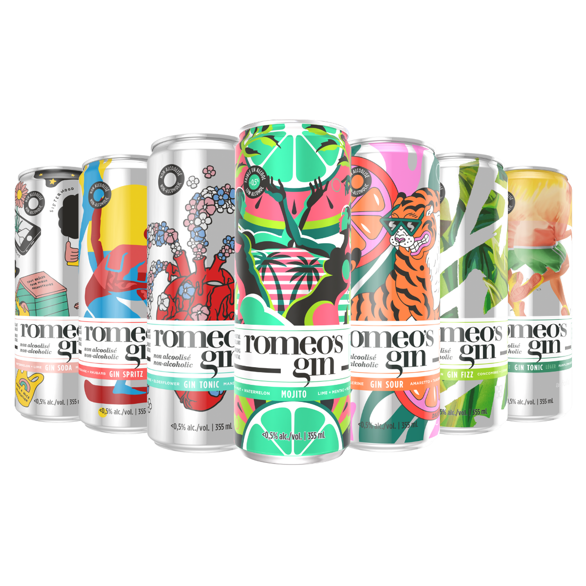 The collection of non-alcoholic ready-to-drink cocktails