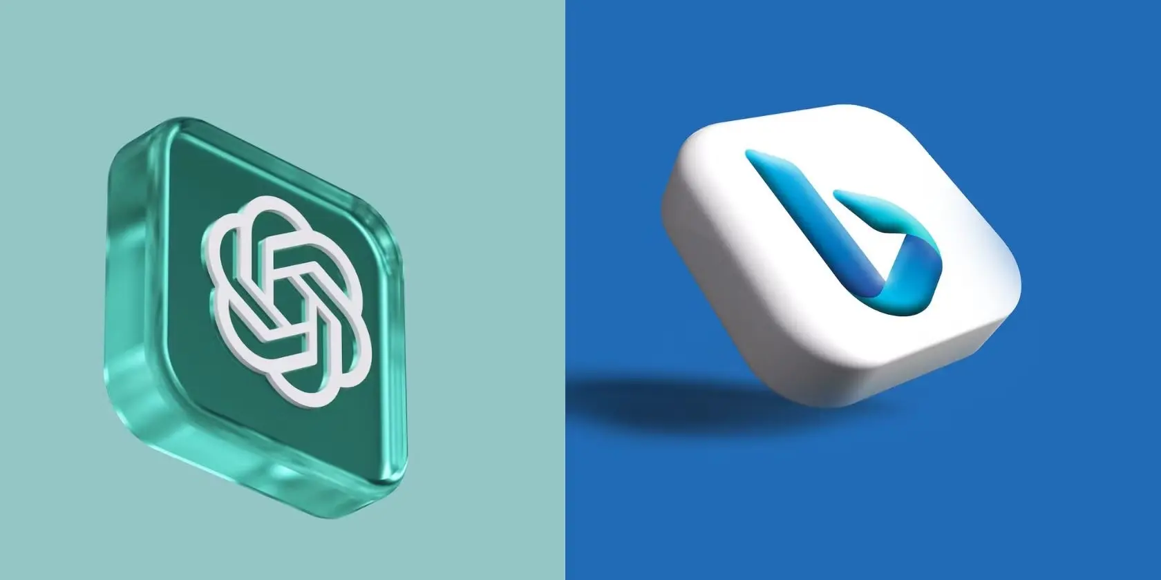 3D icons of ChatGPT and Microsoft Bing side by side, representing AI search and local SEO integration.