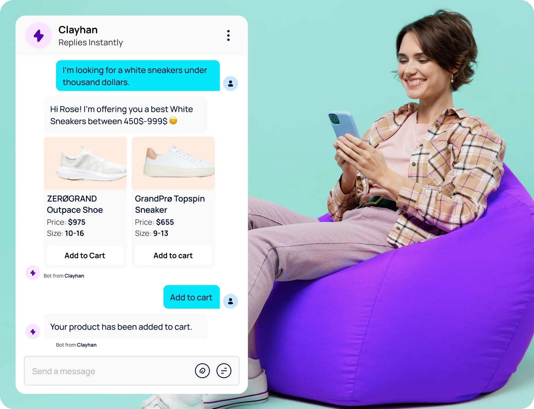 A cute girl chatting with mevrik bot.