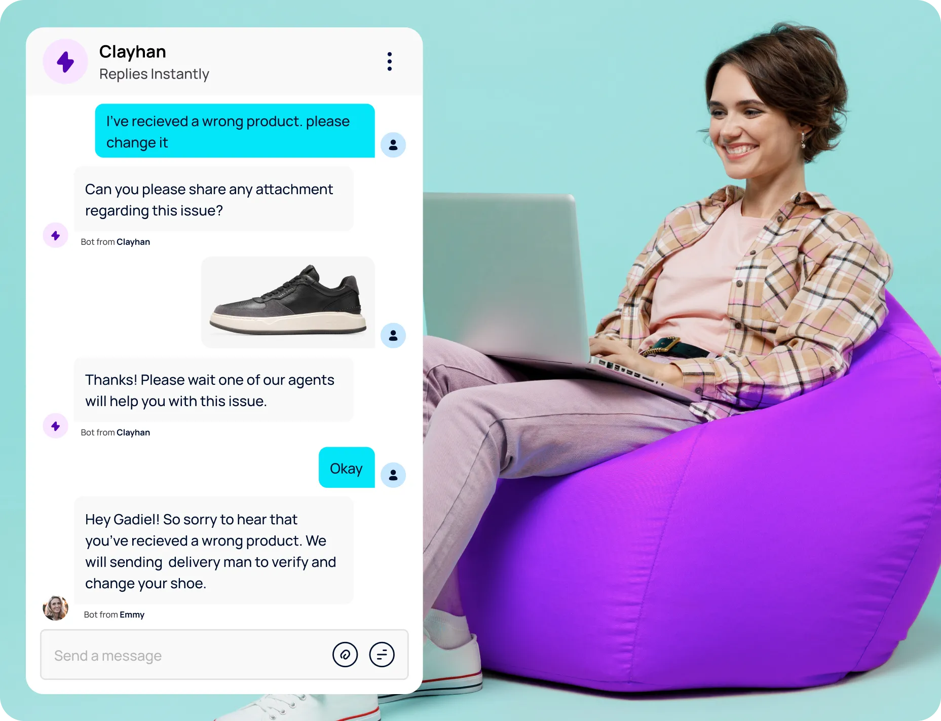 A cute girl chatting with mevrik live agent.