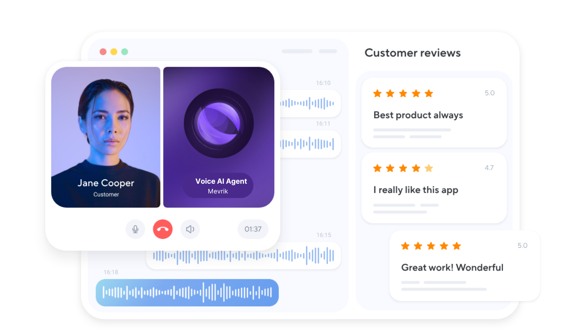 Mevrik Voice AI Agent - supports 75+ real time audio native languages