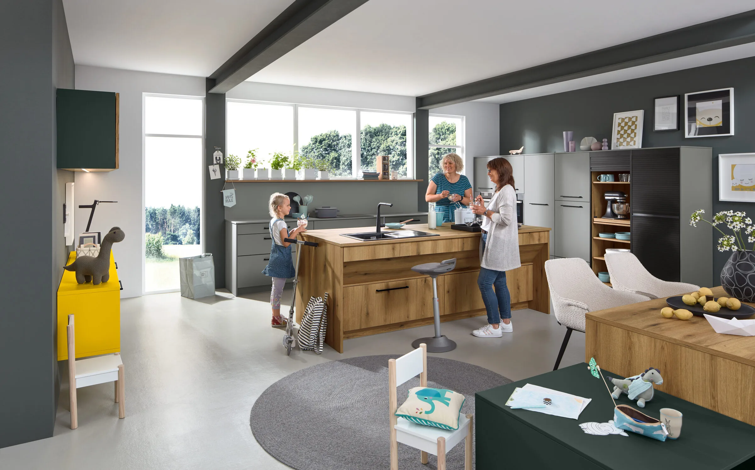 Ballerina HPL Pro 3191 Top 1606 eilandkeuken met warm eikenhout en antraciet accenten