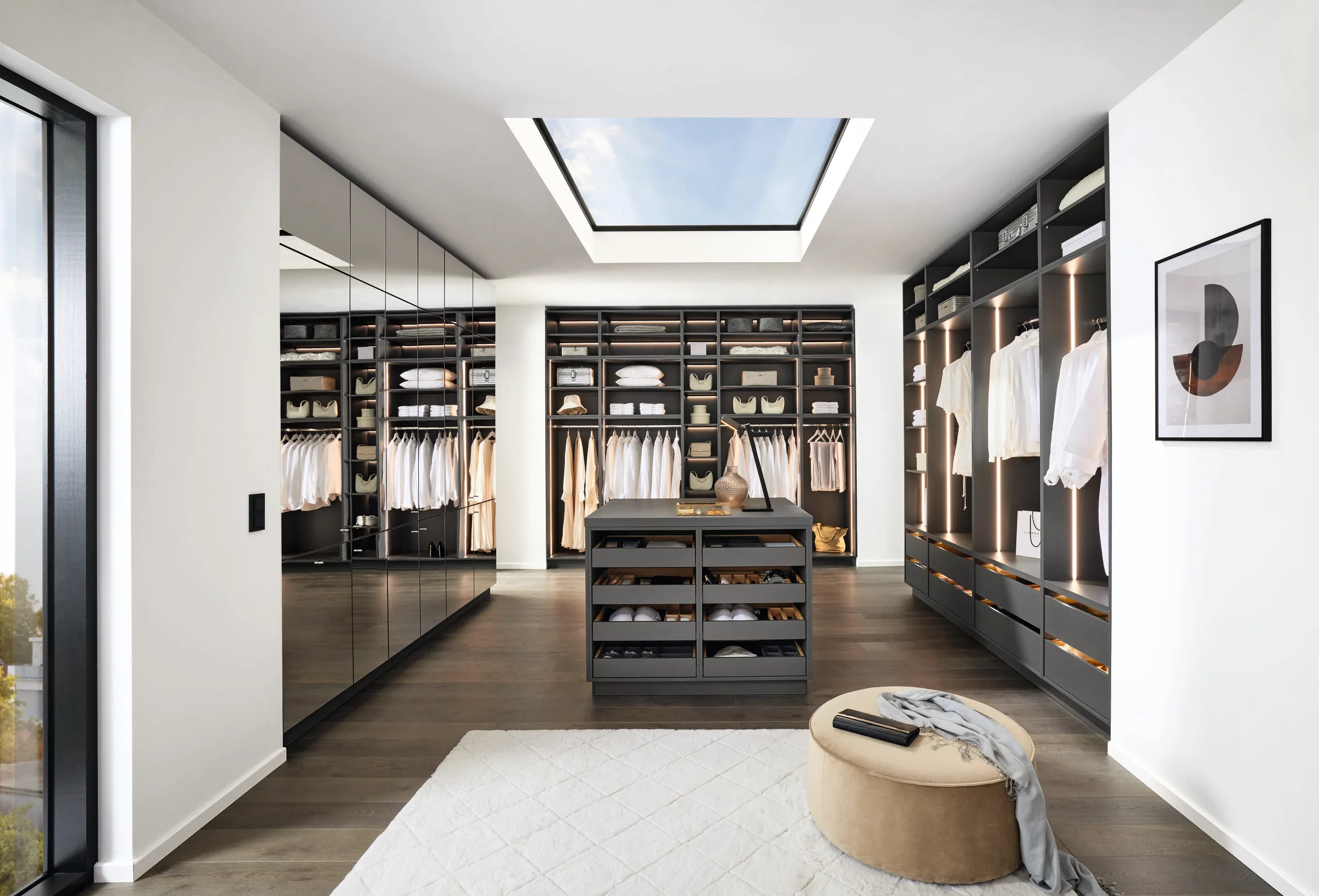 Ballerina Top 1621 Smart Mirror 6860 inloopkast in antraciet met LED-verlichting en spiegeldeuren