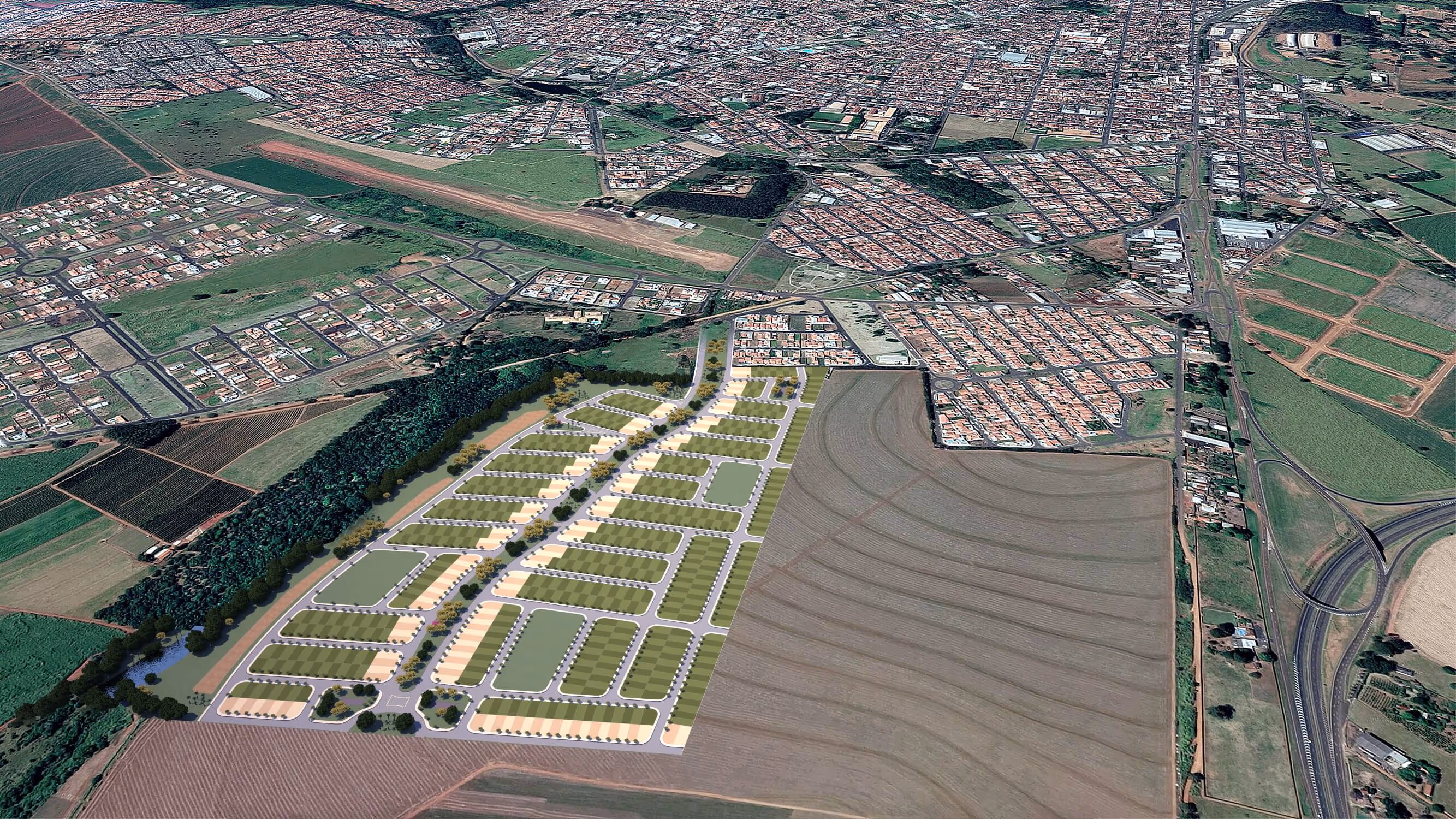 Fotomontagem aérea da região