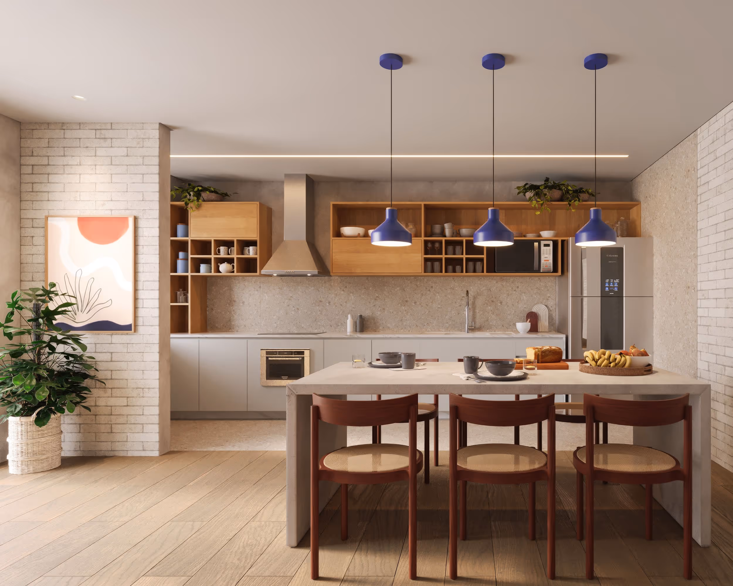 Perspectiva ilustrada do espaço gourmet