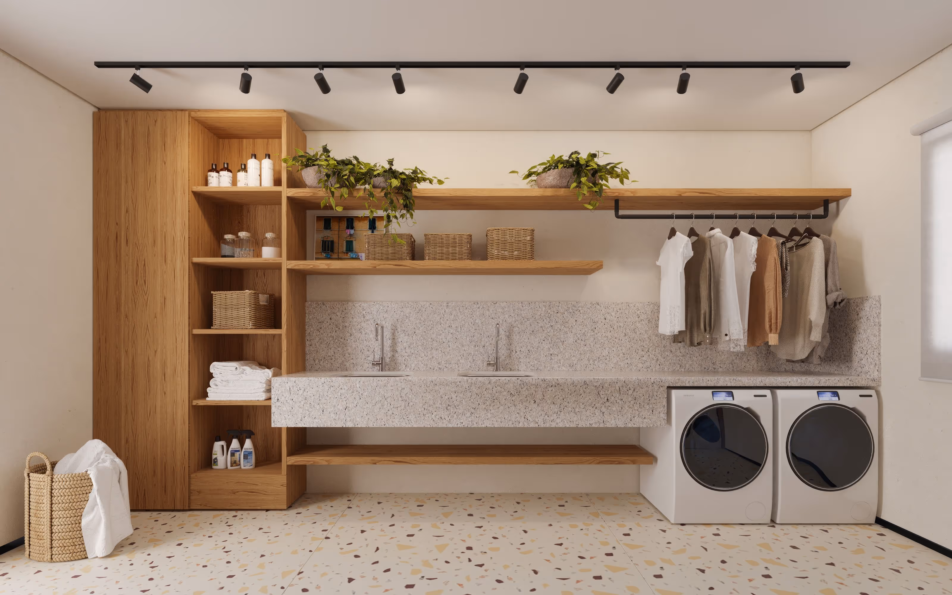 Perspectiva ilustrada da lavanderia