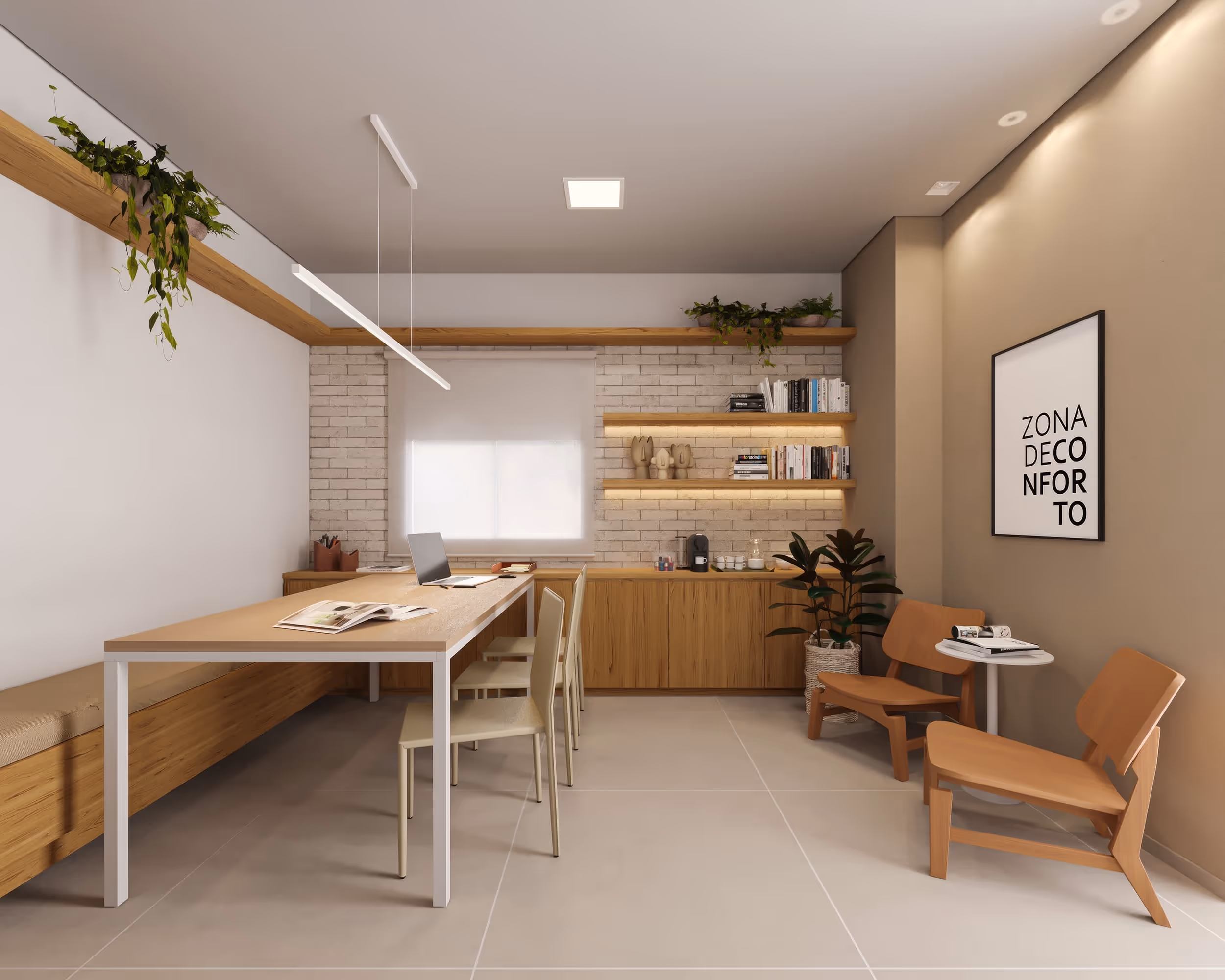 Perspectiva ilustrada do coworking