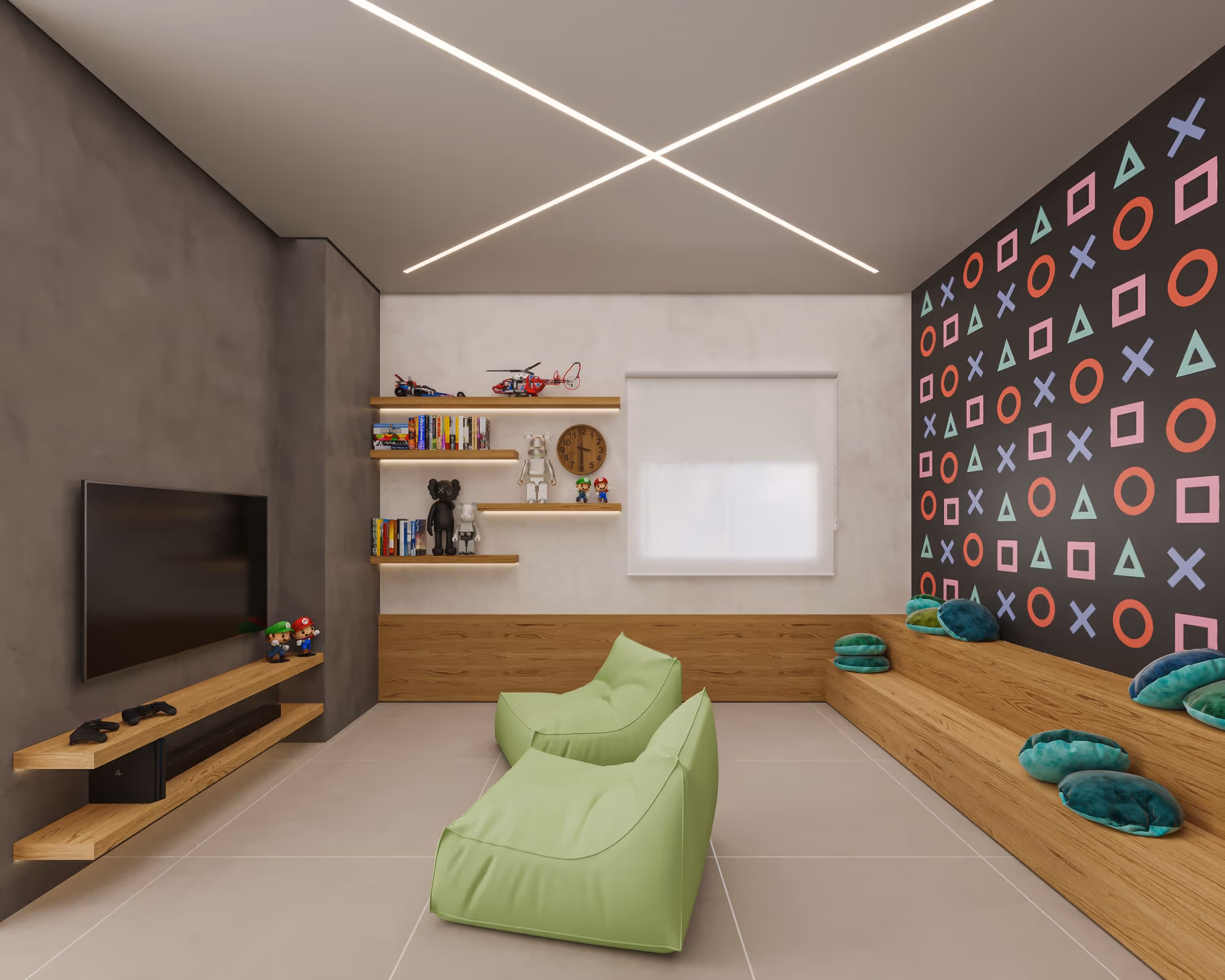 Perspectiva ilustrada do espaço jogos