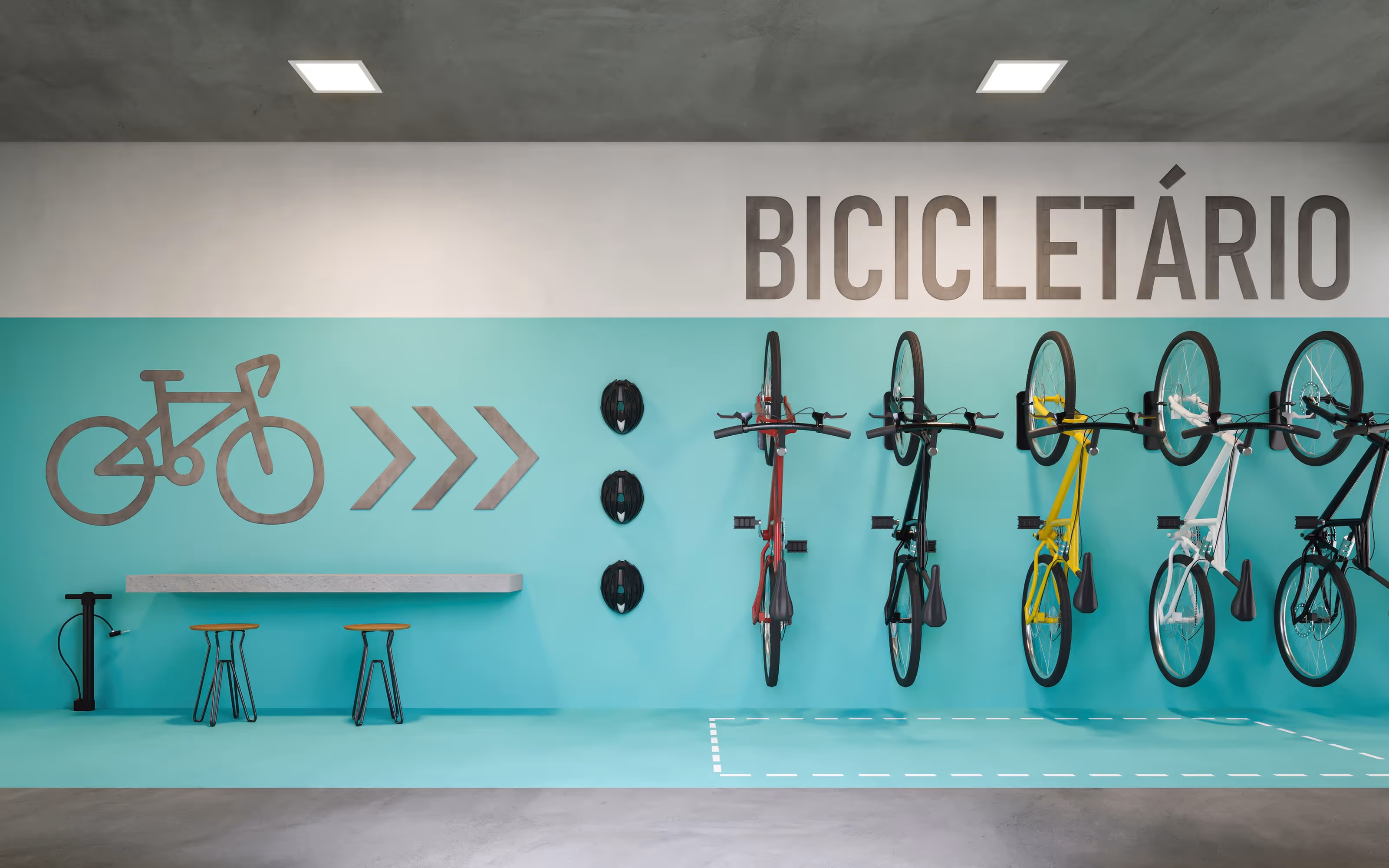 Perspectiva ilustrada do bicicletário