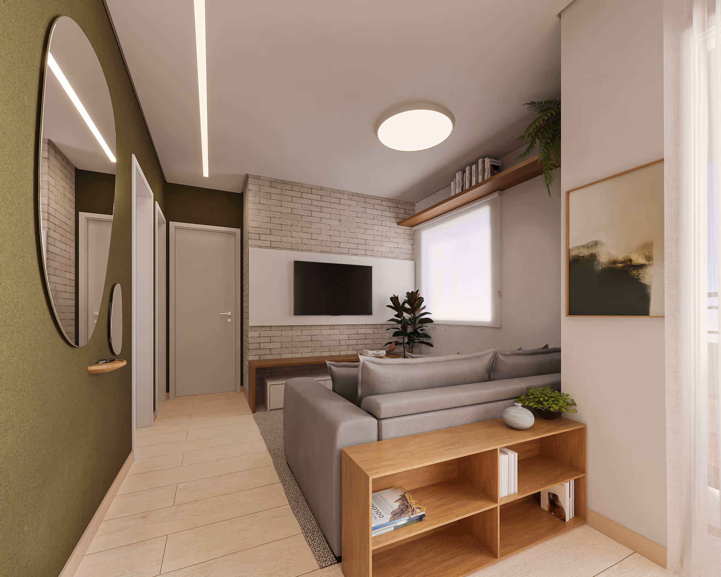 Perspectiva ilustrada da sala