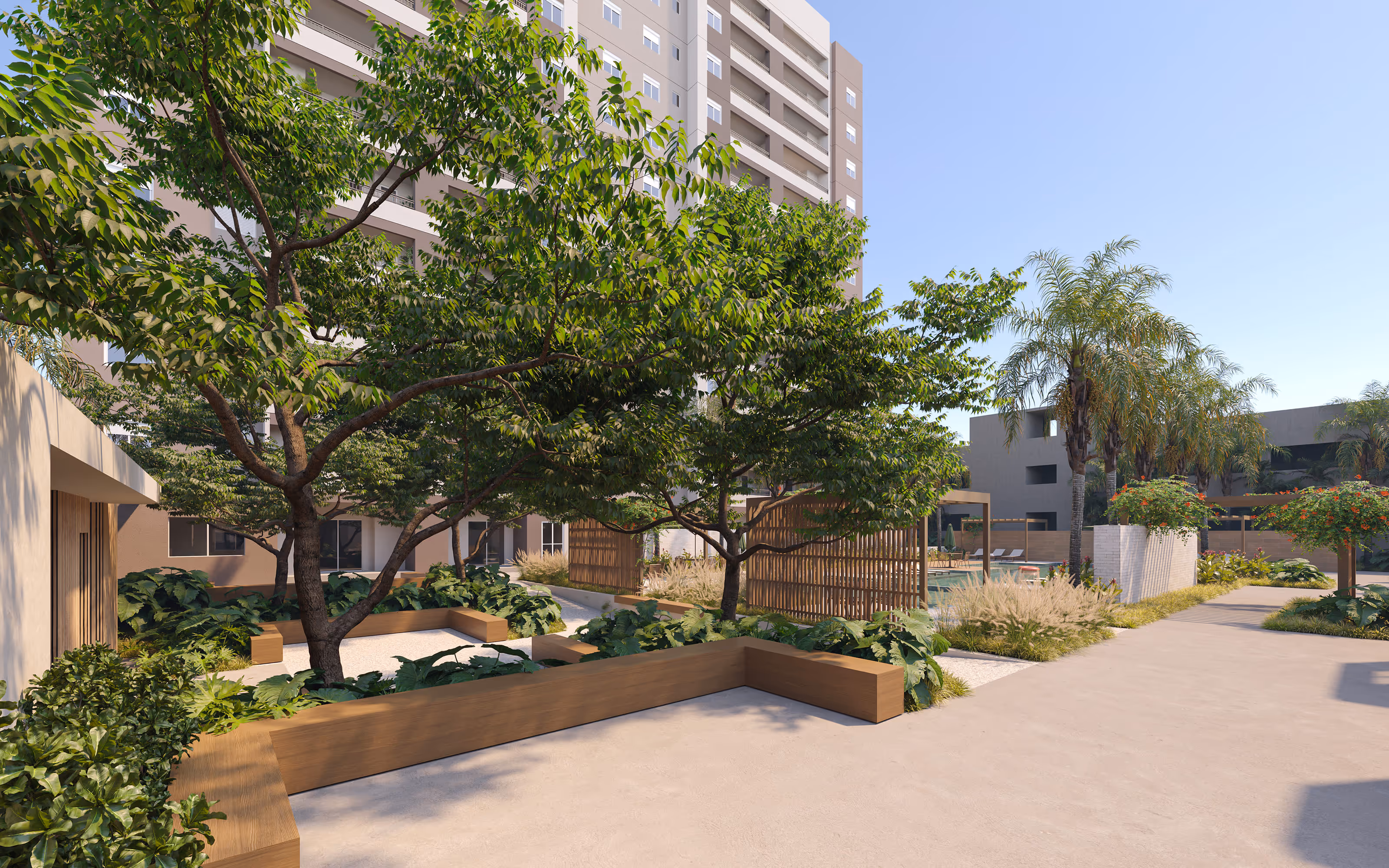 Perspectiva ilustrada da praça