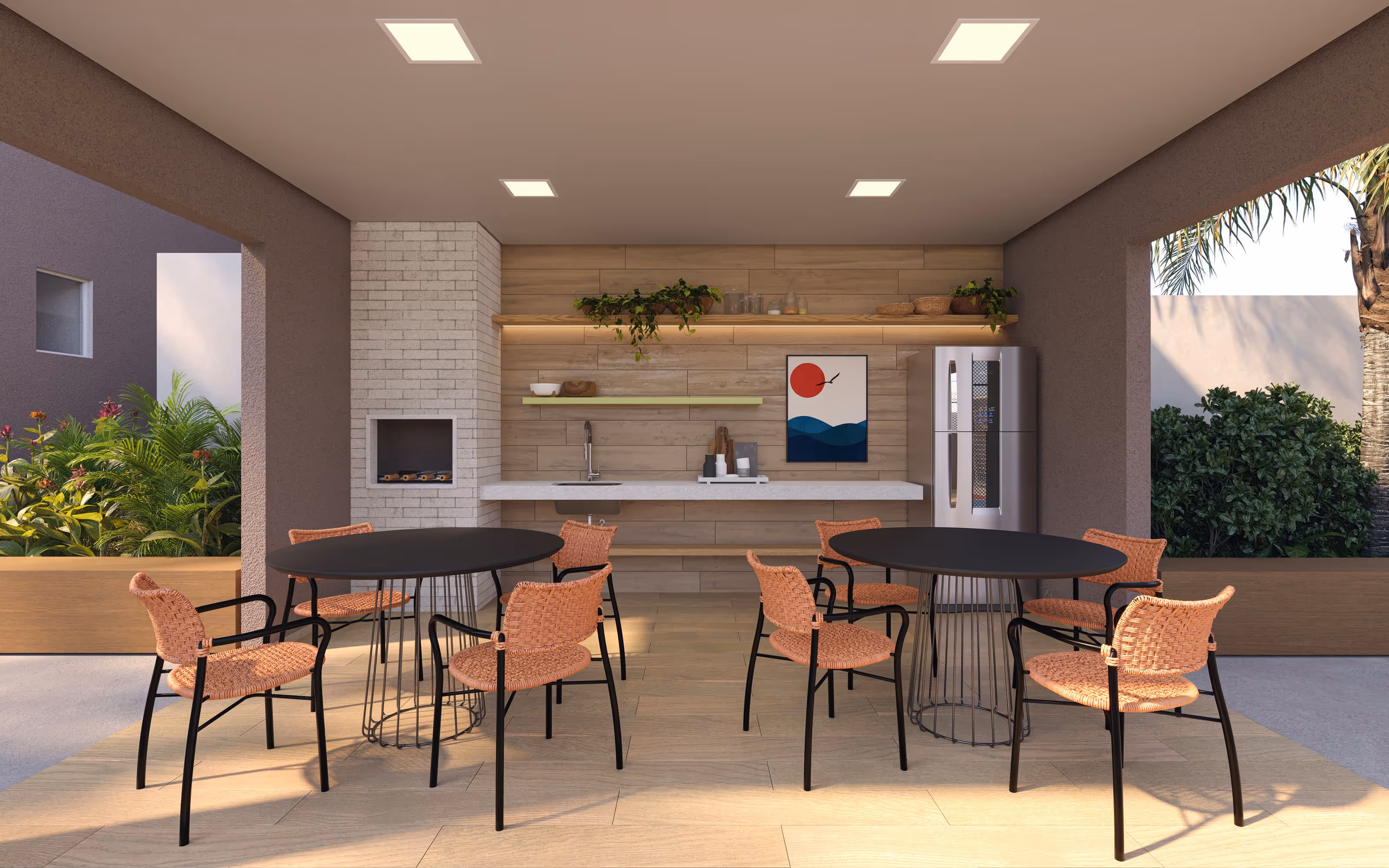 Perspectiva ilustrada da área de churrasco