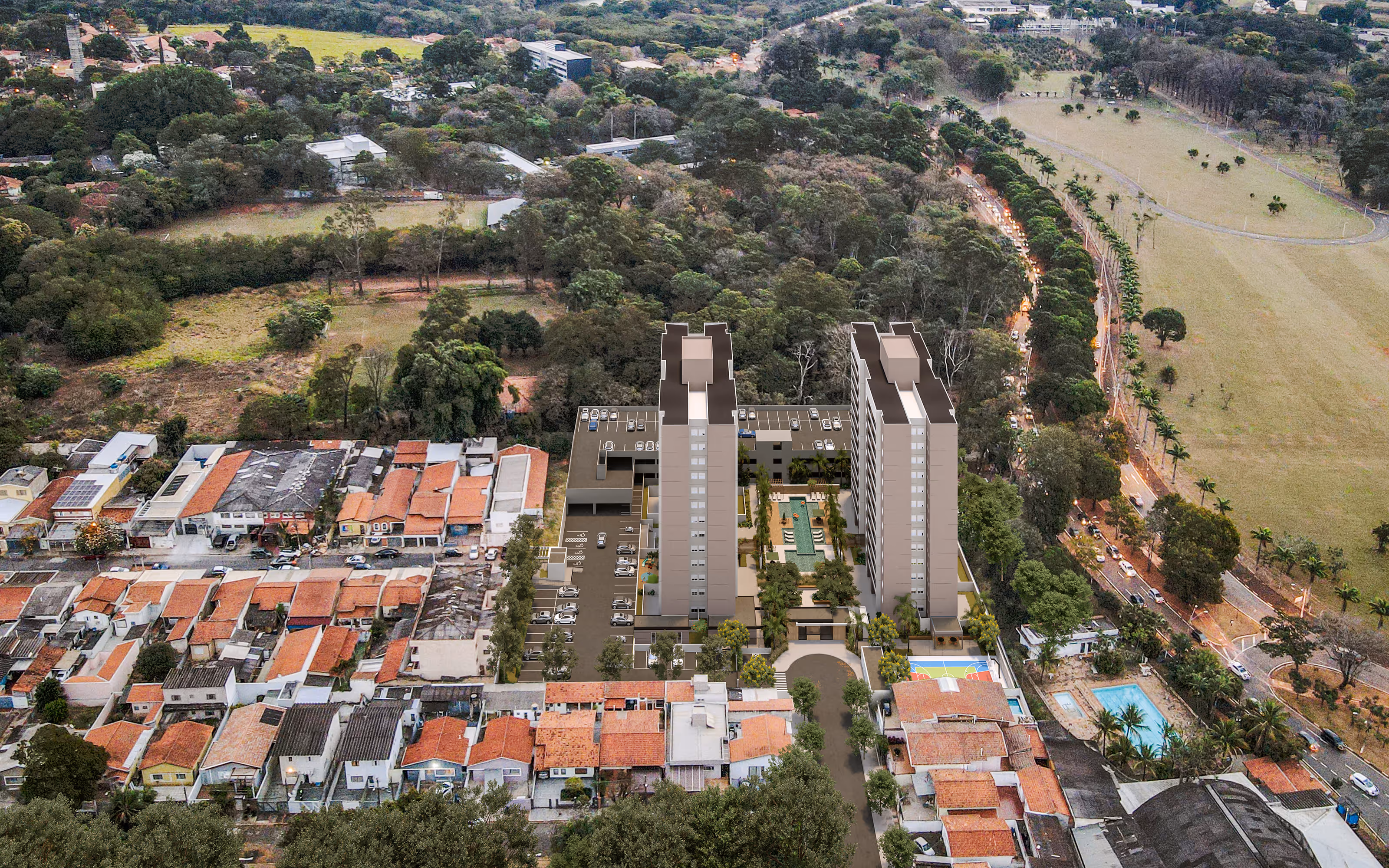 Fotomontagem aérea da região