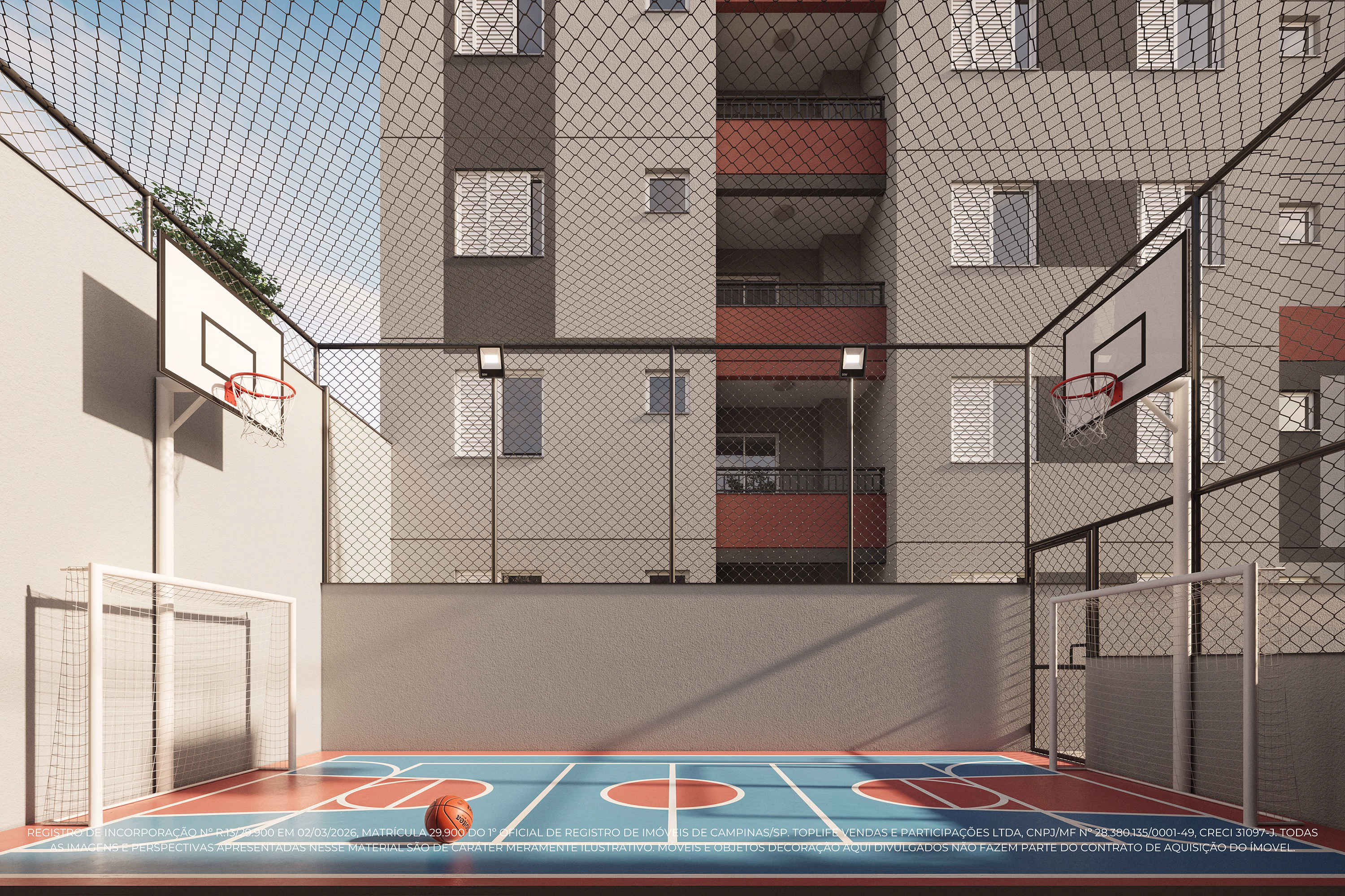 Perspectiva ilustrada da quadra