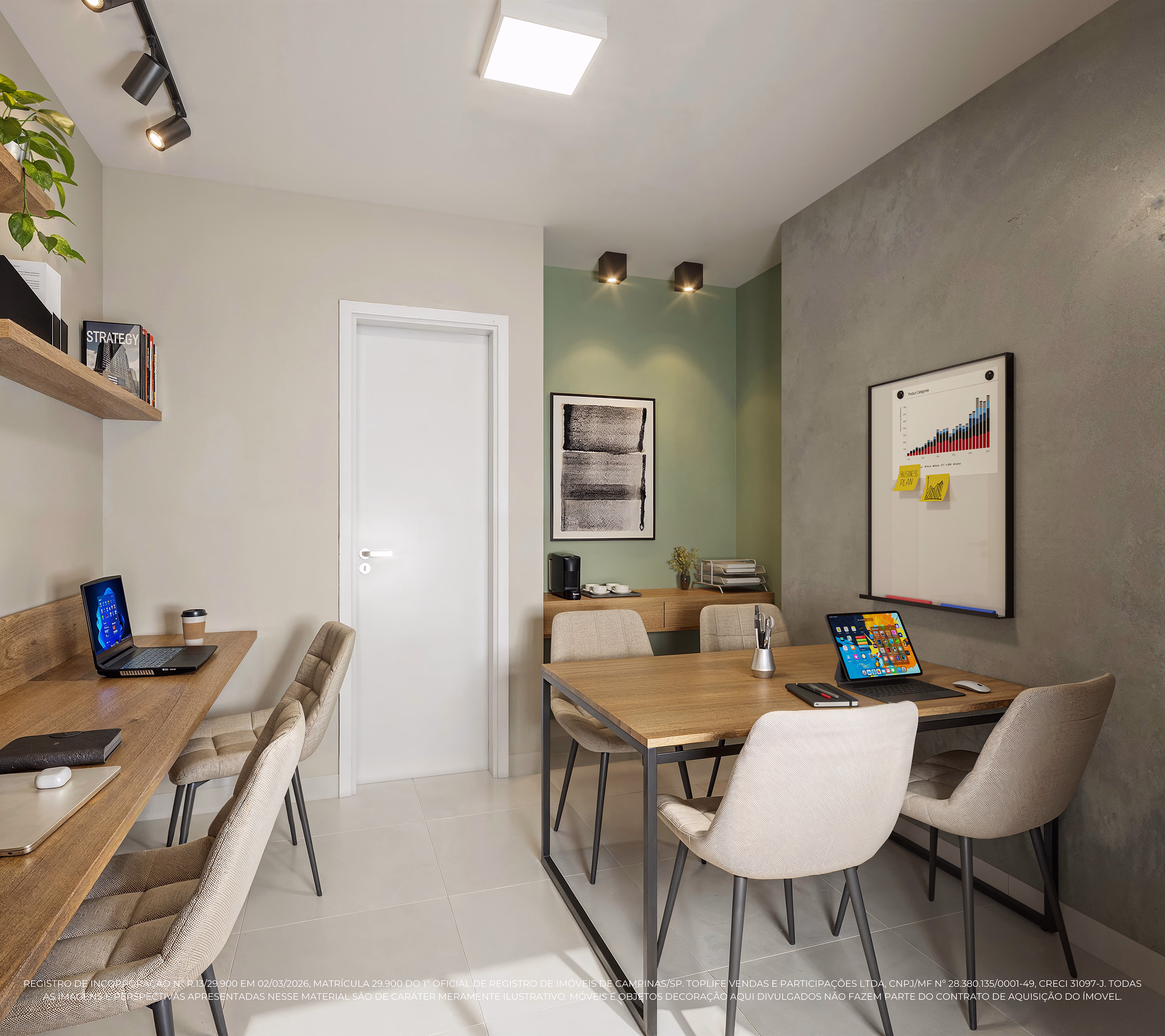 Perspectiva ilustrada do coworking