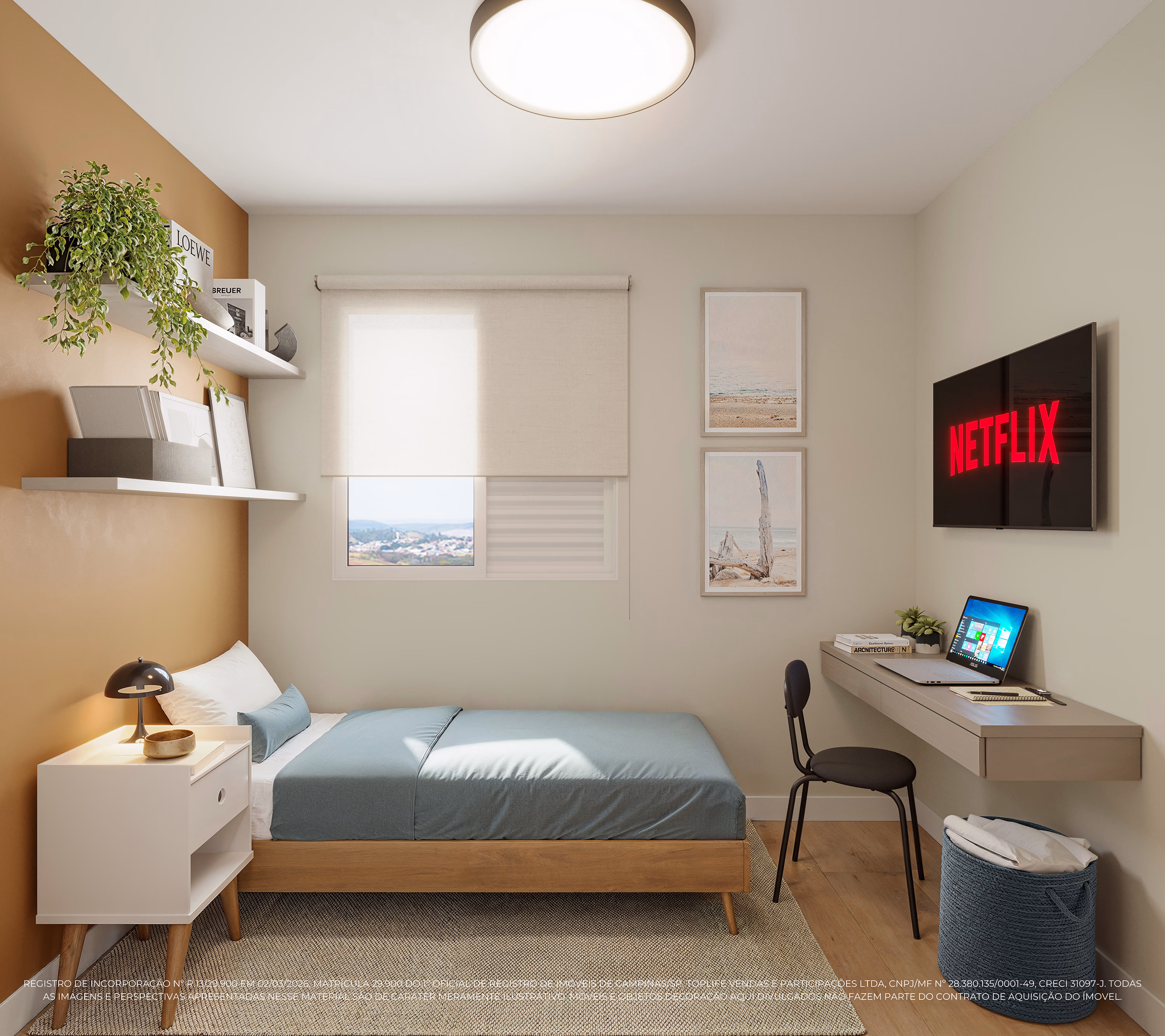 Perspectiva ilustrada do dormitório