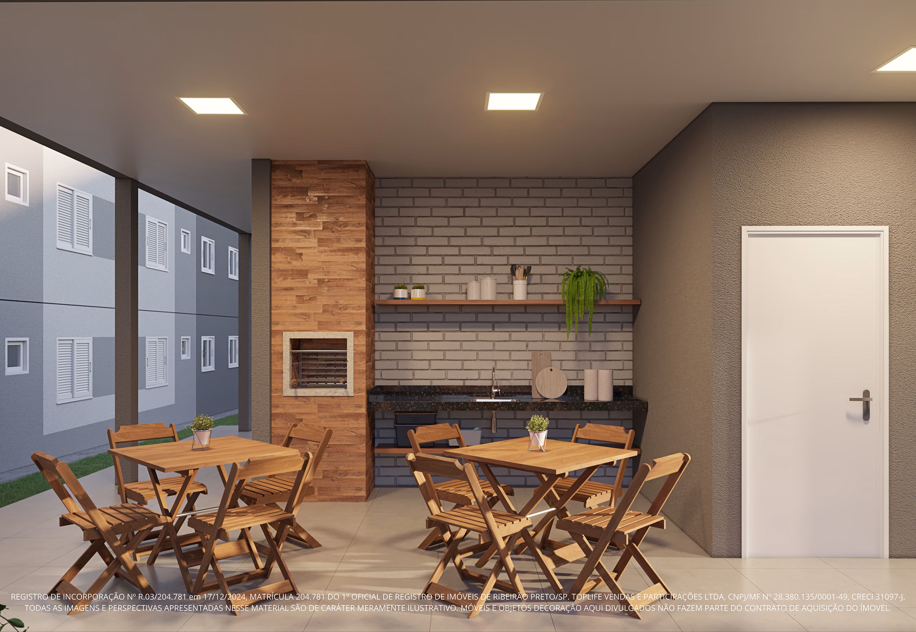 Perspectiva ilustrada da churrasqueira