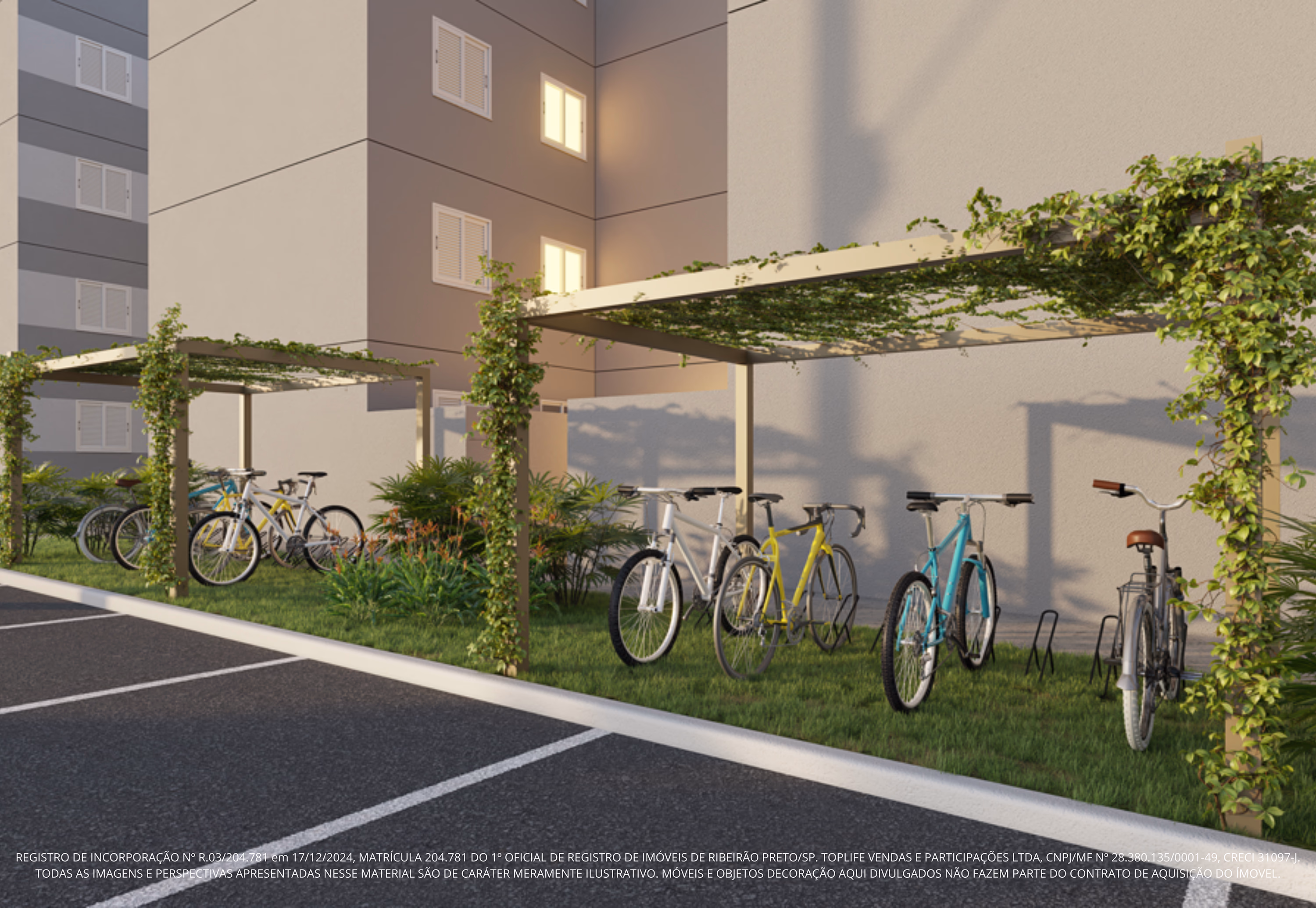 Perspectiva ilustrada do bicicletário