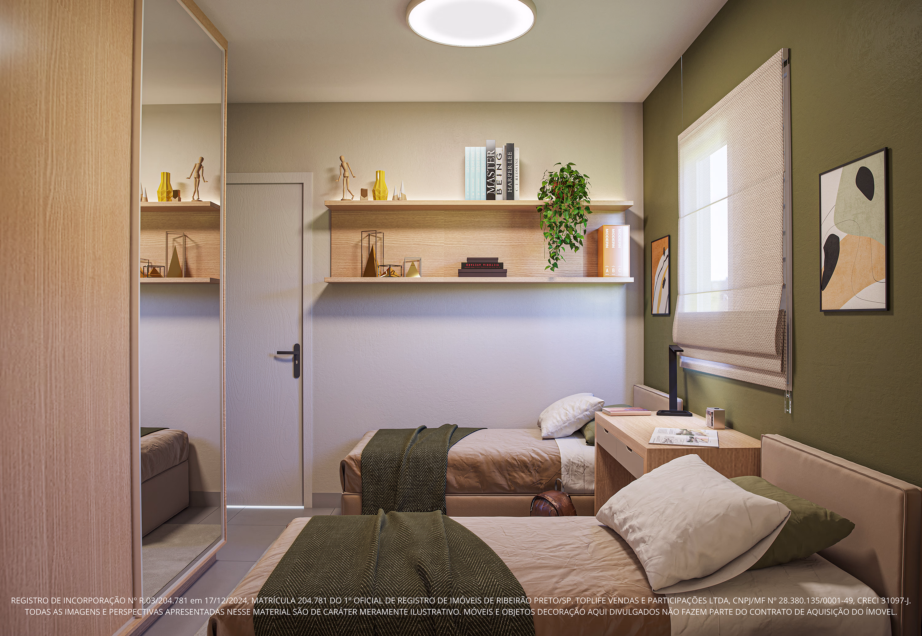 Perspectiva ilustrada do dormitório