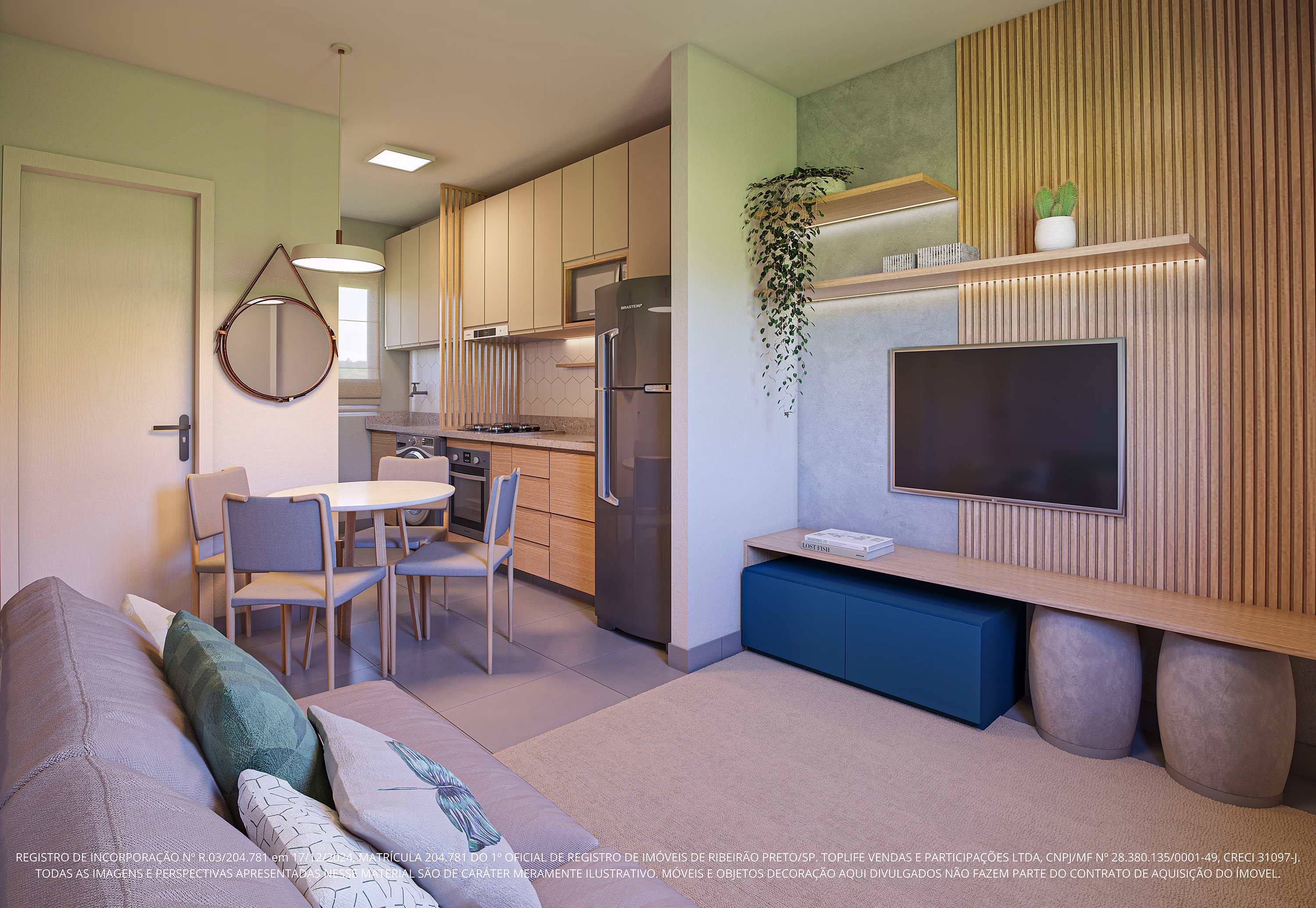 Perspectiva ilustrada do living