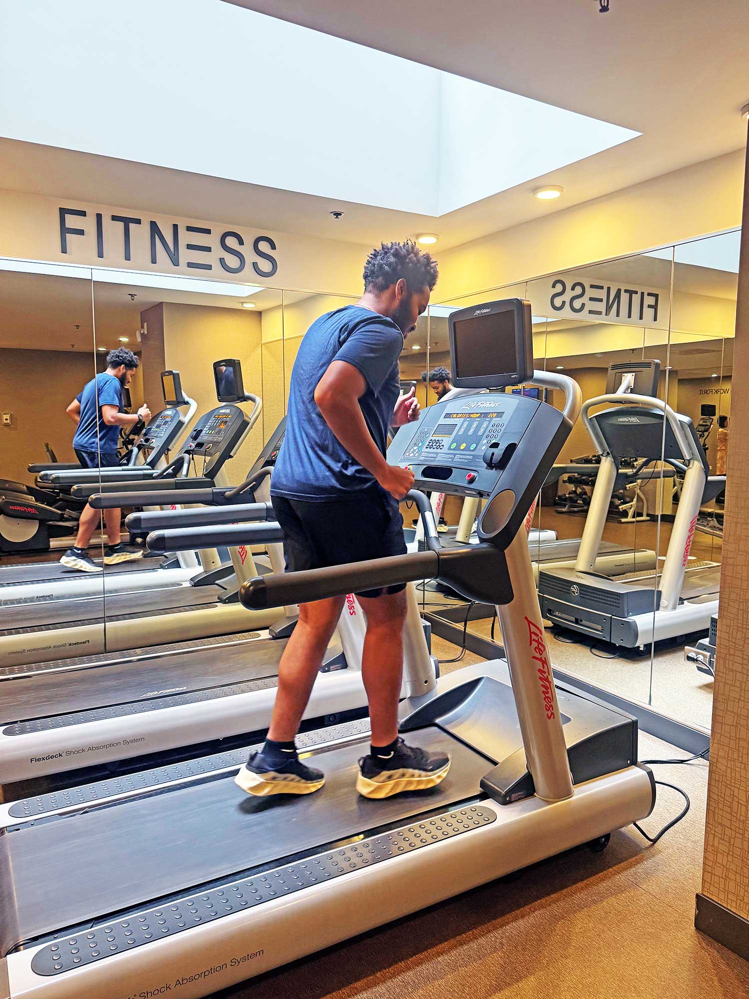 Brian Colon gets in some cardio at the Fairfield New York Manhattan/Central Park as part of ‘Wellness Week’ activities.