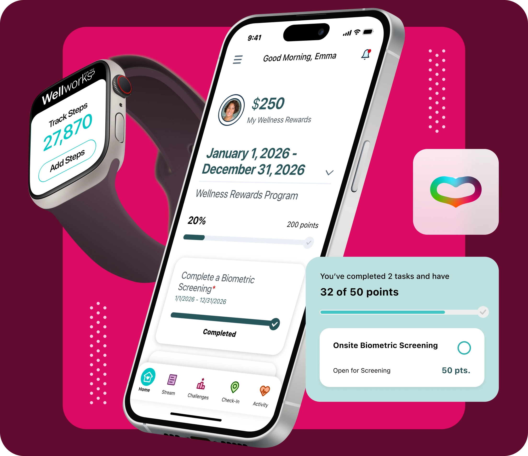 Wellworks For You app on multiple devices