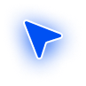 White arrow cursor pointing northeast on a blue blurred circular background.