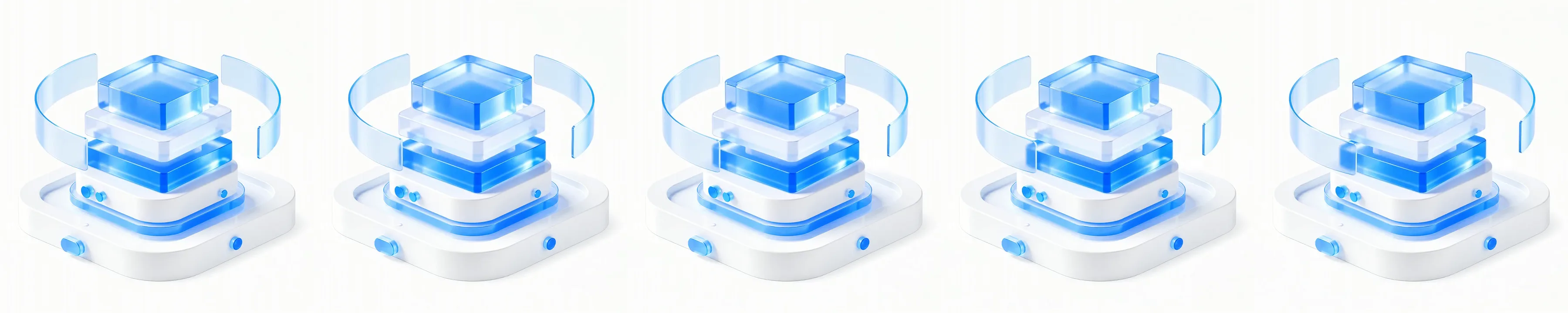 Rotating 360 view of layered glass content blocks