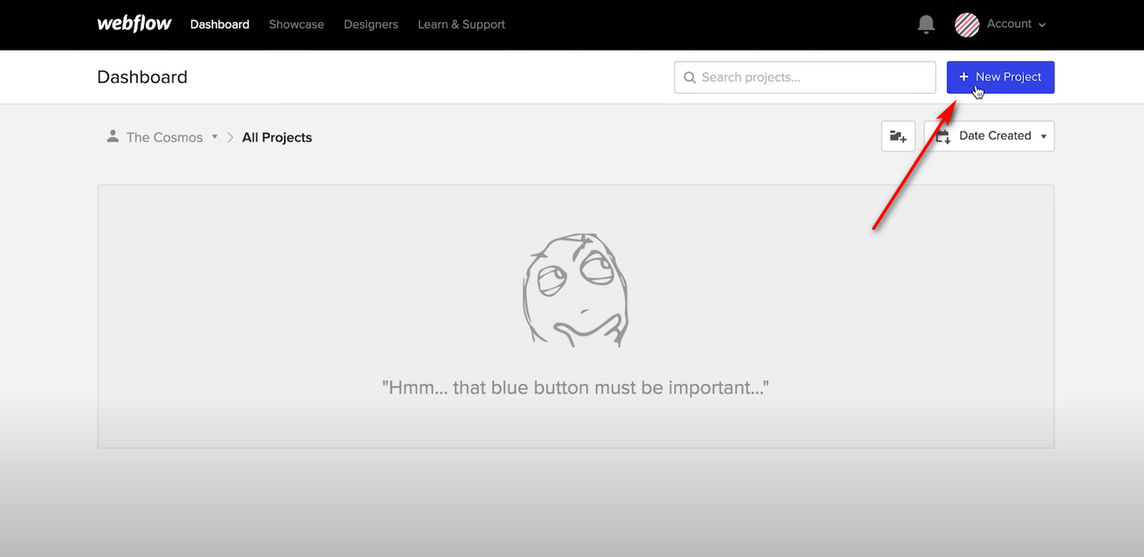 Creating new project in Webflow 