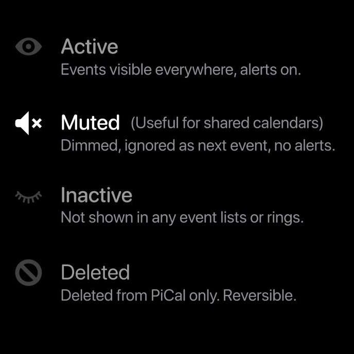 Mute events in PiCal app
