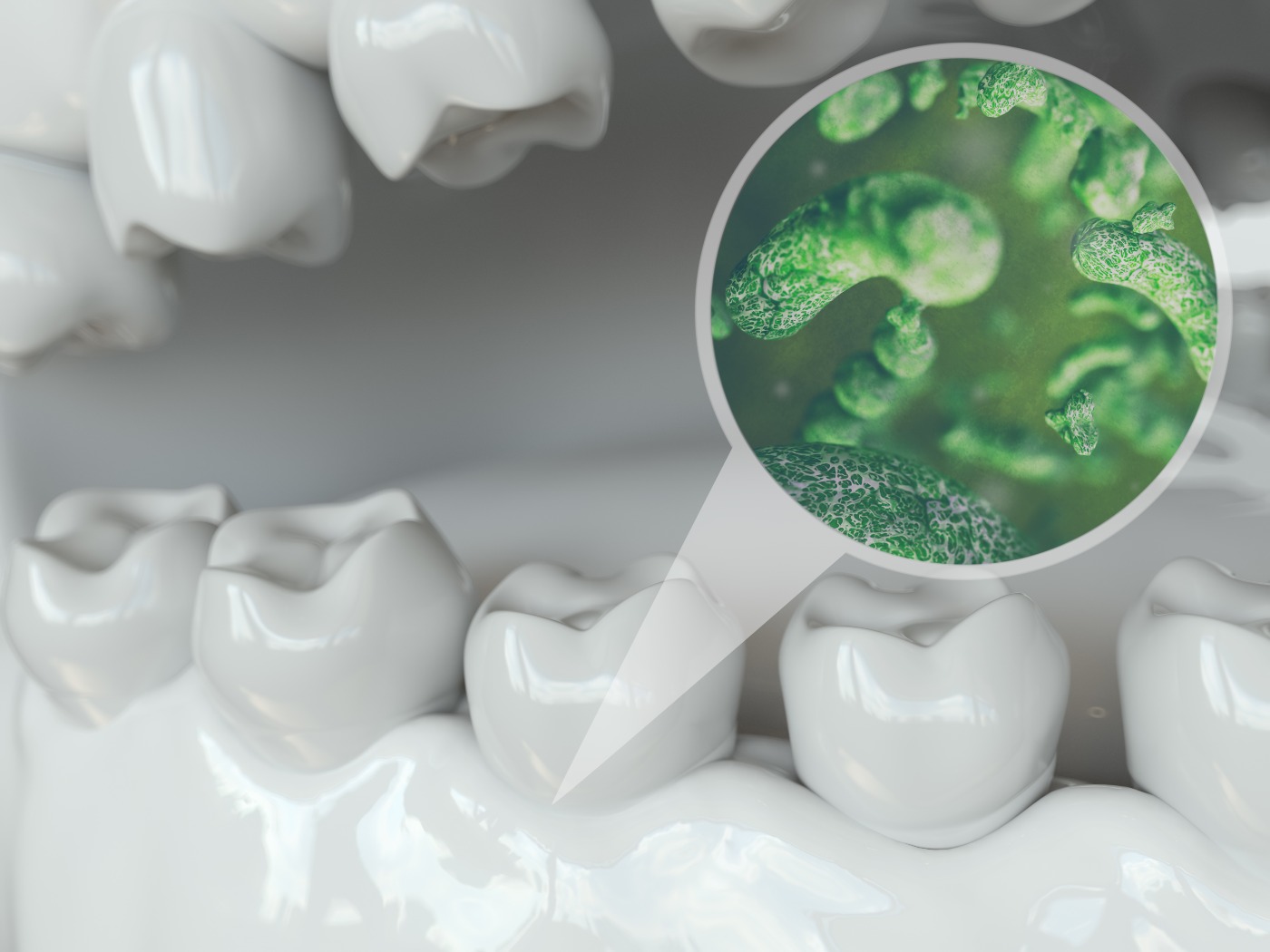 Close up of germs on teeth