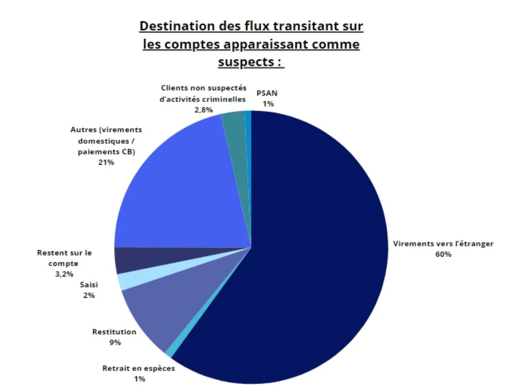 Extrait du Rapport sur la prévention des comptes rebonds pour le blanchiment d’escroqueries et autres fraudes publié par l’ACPR, 2025, page 22.