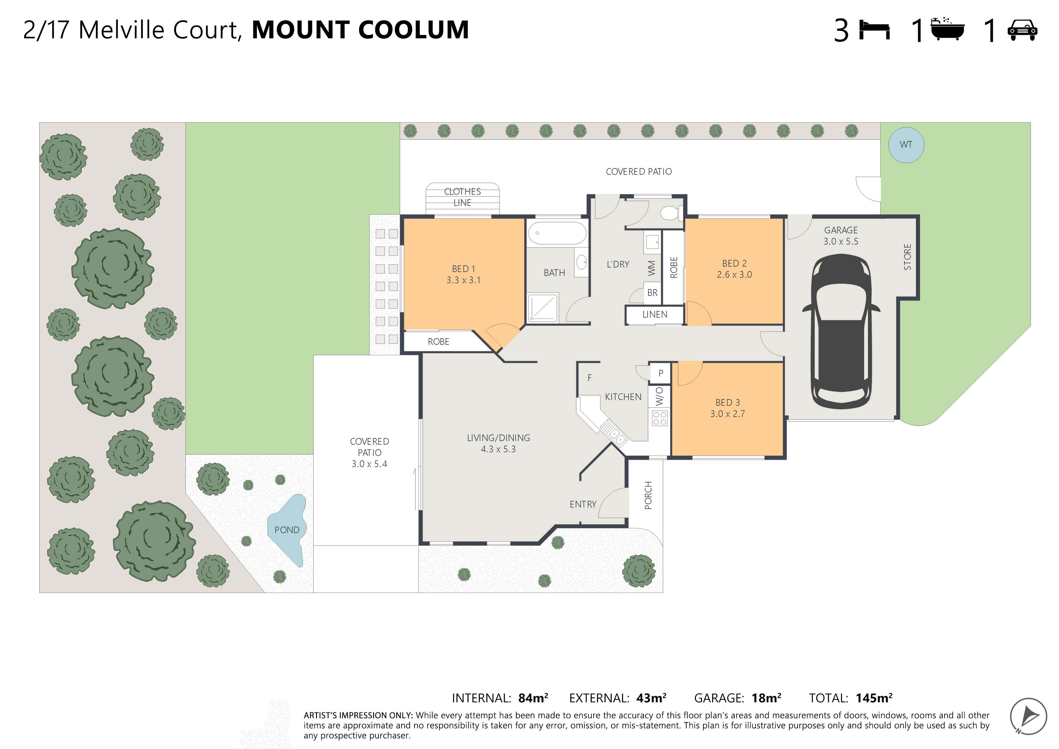 Floor plan for 2/17 Melville Court, Mt Coolum QLD 4573