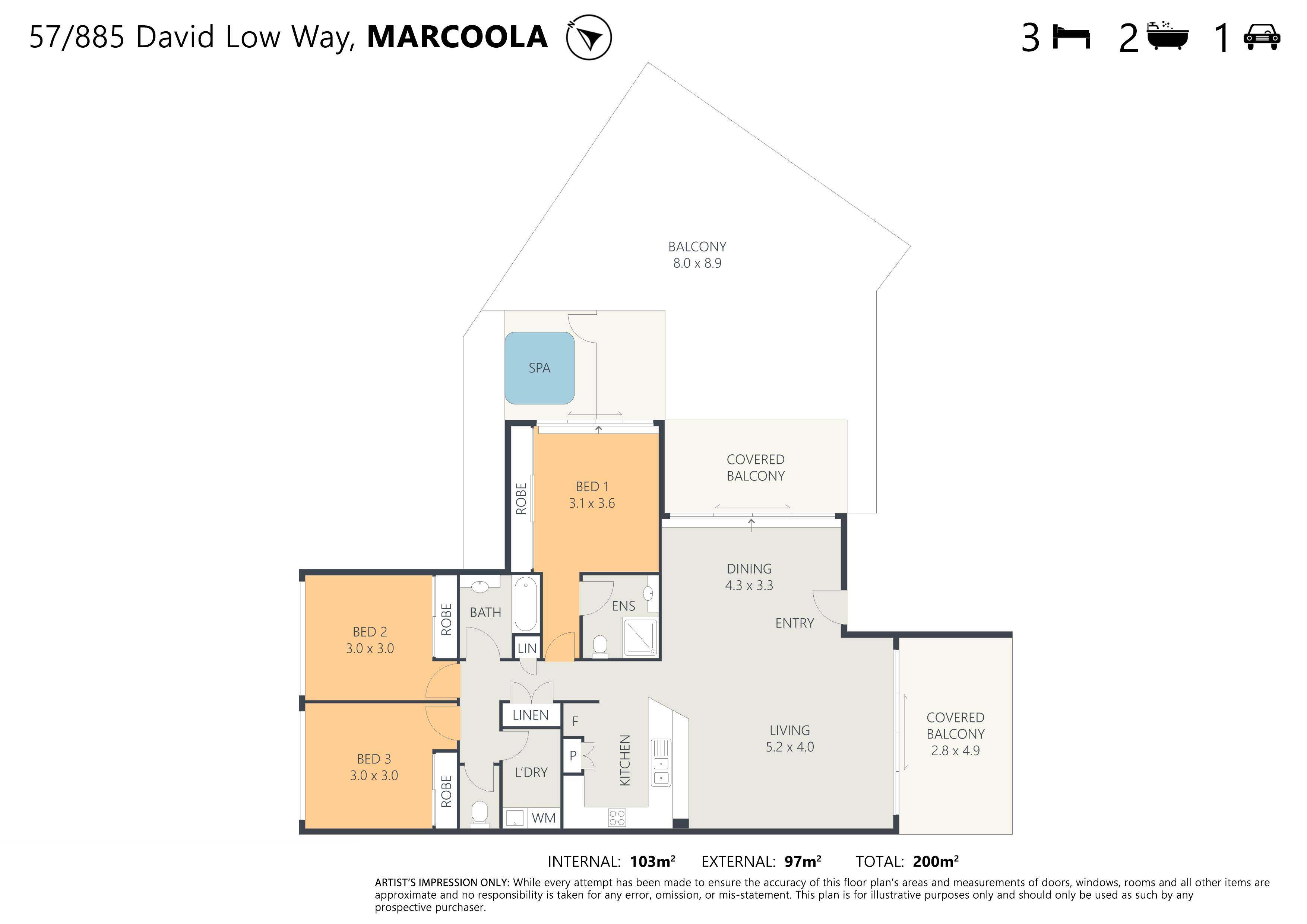 Floor plan for 57/885 David Low way Marcoola, QLD 4564