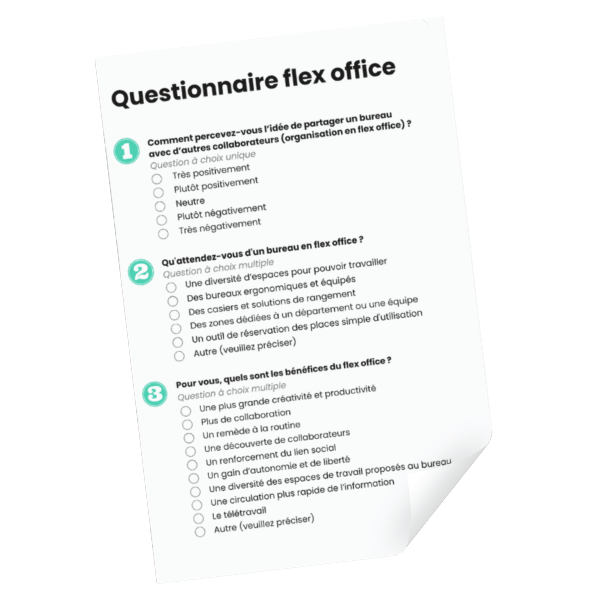 Aperçu du questionnaire flex office à soumettre aux collaborateurs