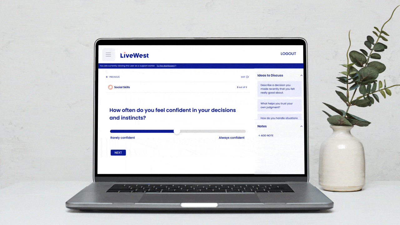 animated image of a survey application