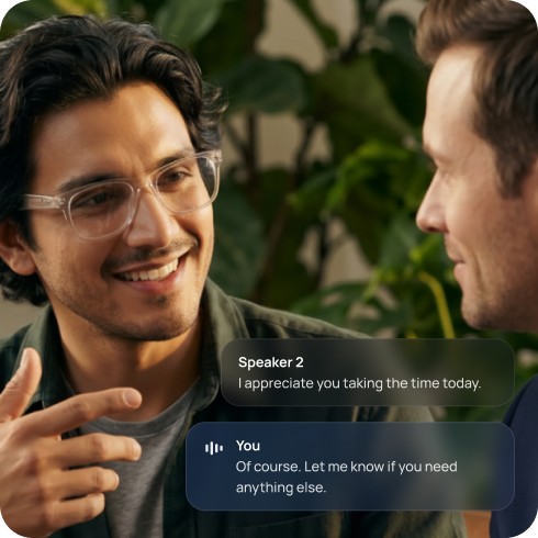 Two people in conversation while Immerse captures the moment