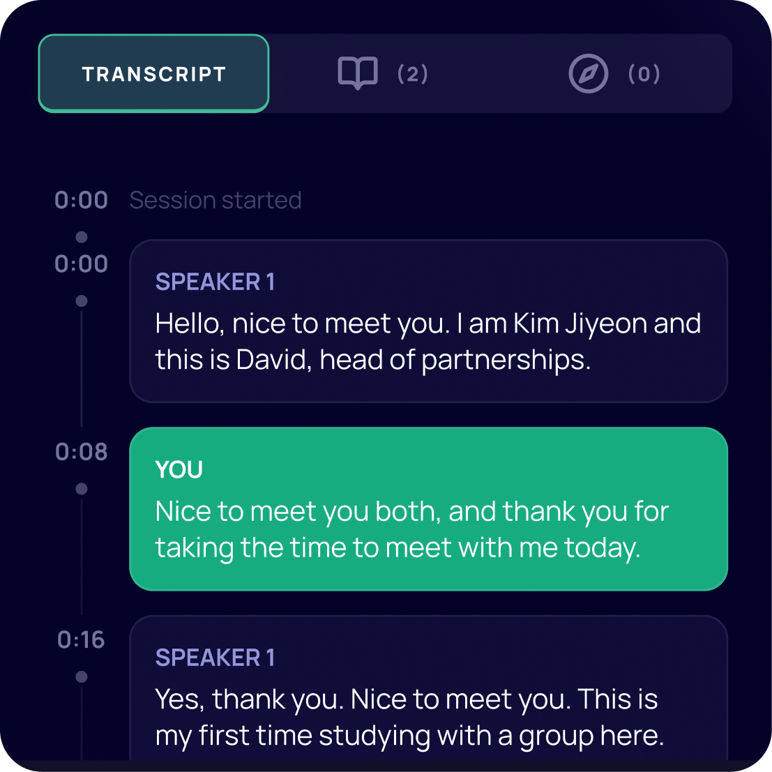 The Immerse session transcript, where you choose what becomes a lesson