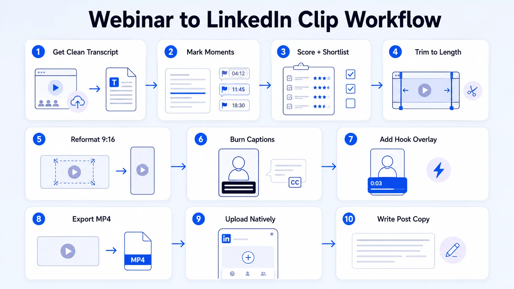 Step-by-Step Workflow to Repurpose a Webinar into LinkedIn Clips