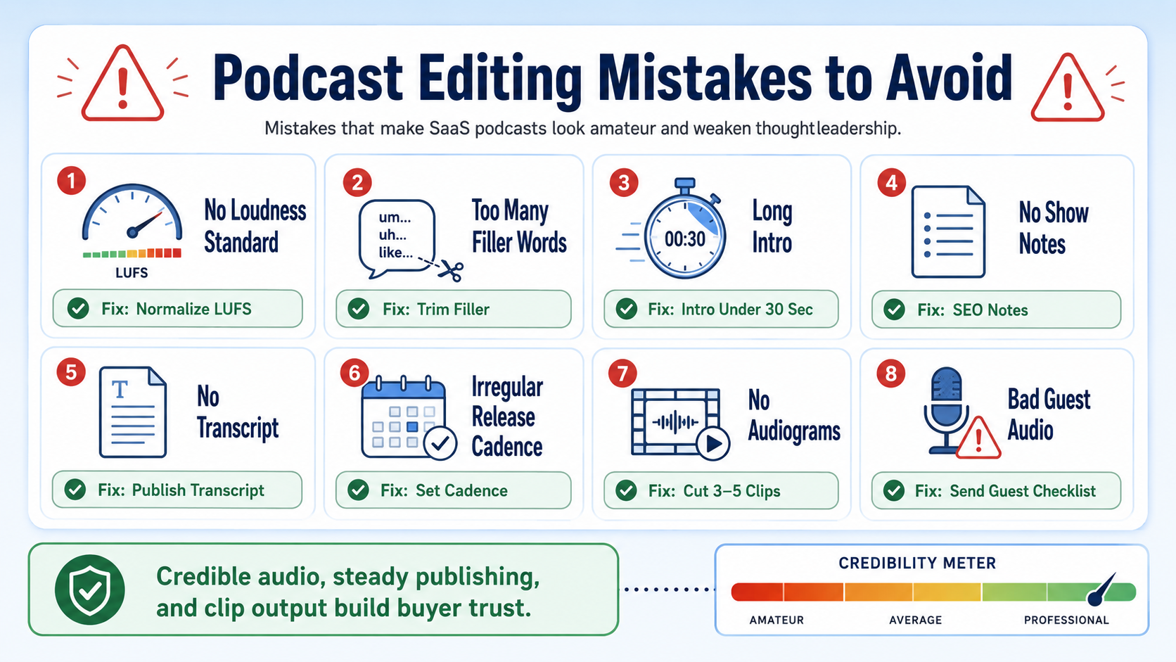 Podcast Editing Tips for Thought Leadership in SaaS: Common Mistakes to Avoid