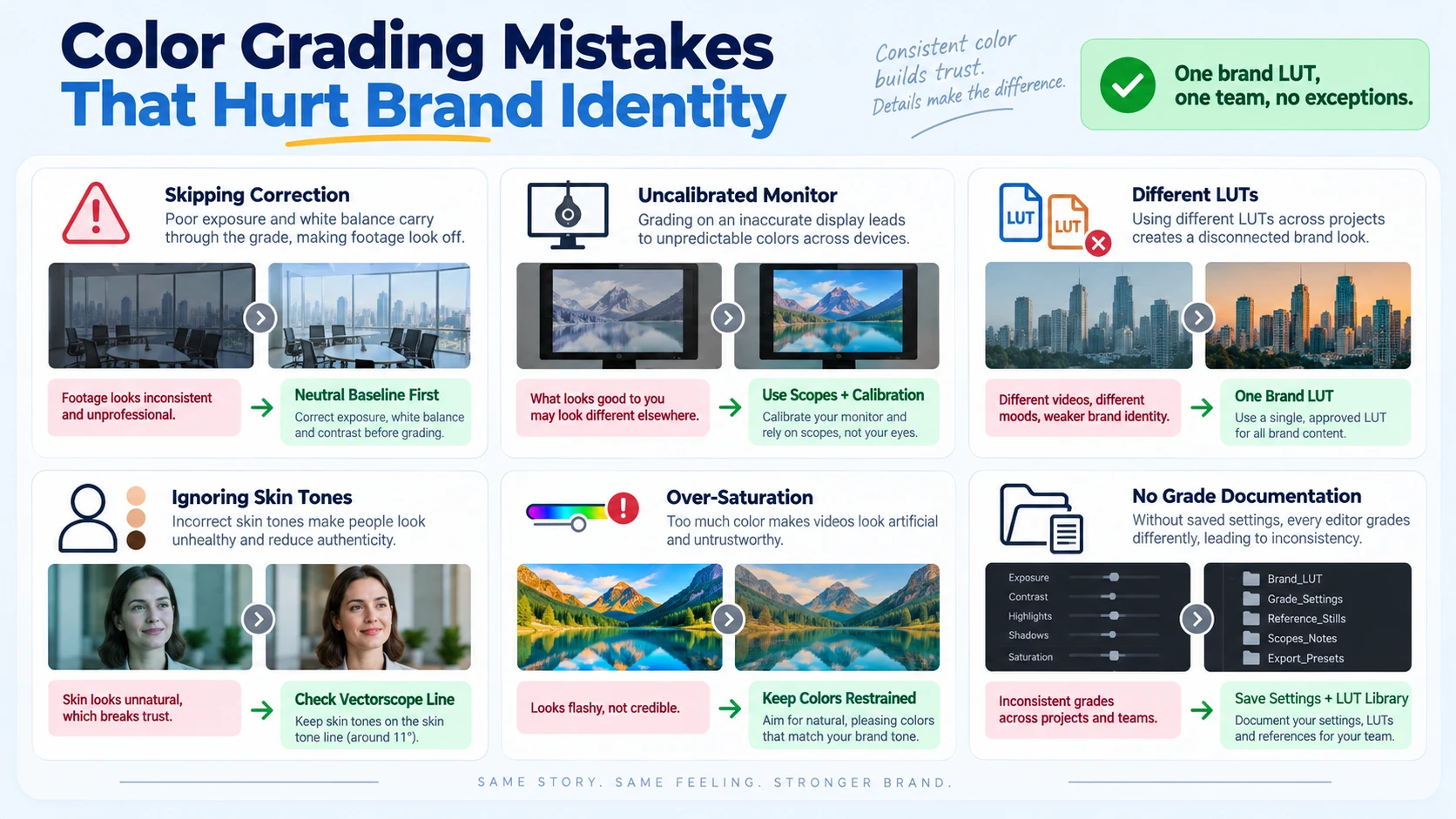 Common Color Grading Mistakes That Hurt Brand Identity