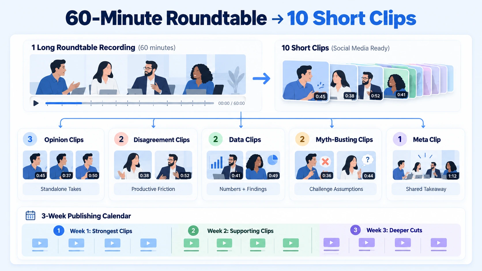 How to Turn a 60-Minute Roundtable into 10 Short Clips for Social Media